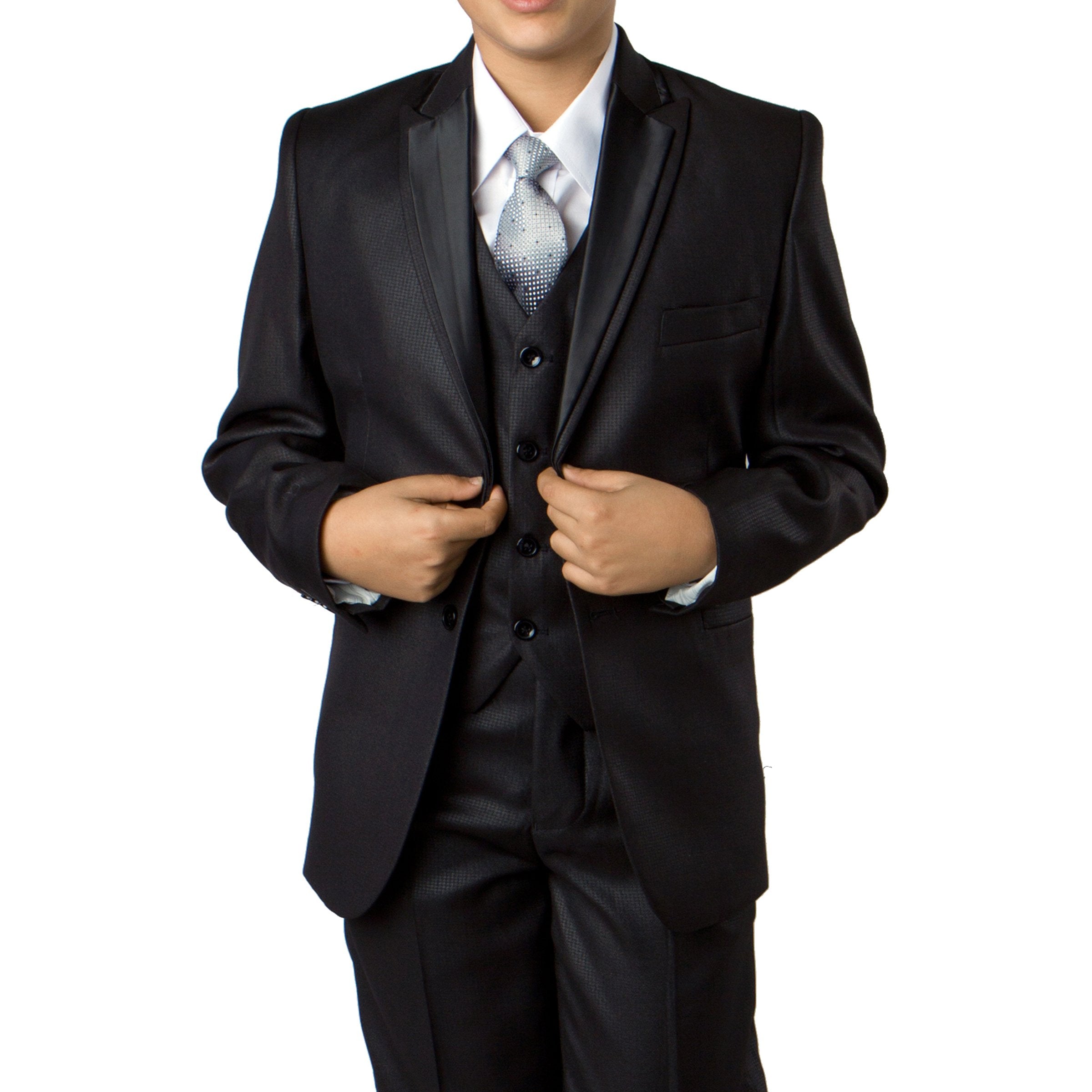 Solid Suit W Satin Trim Jacket Suits For Boy's