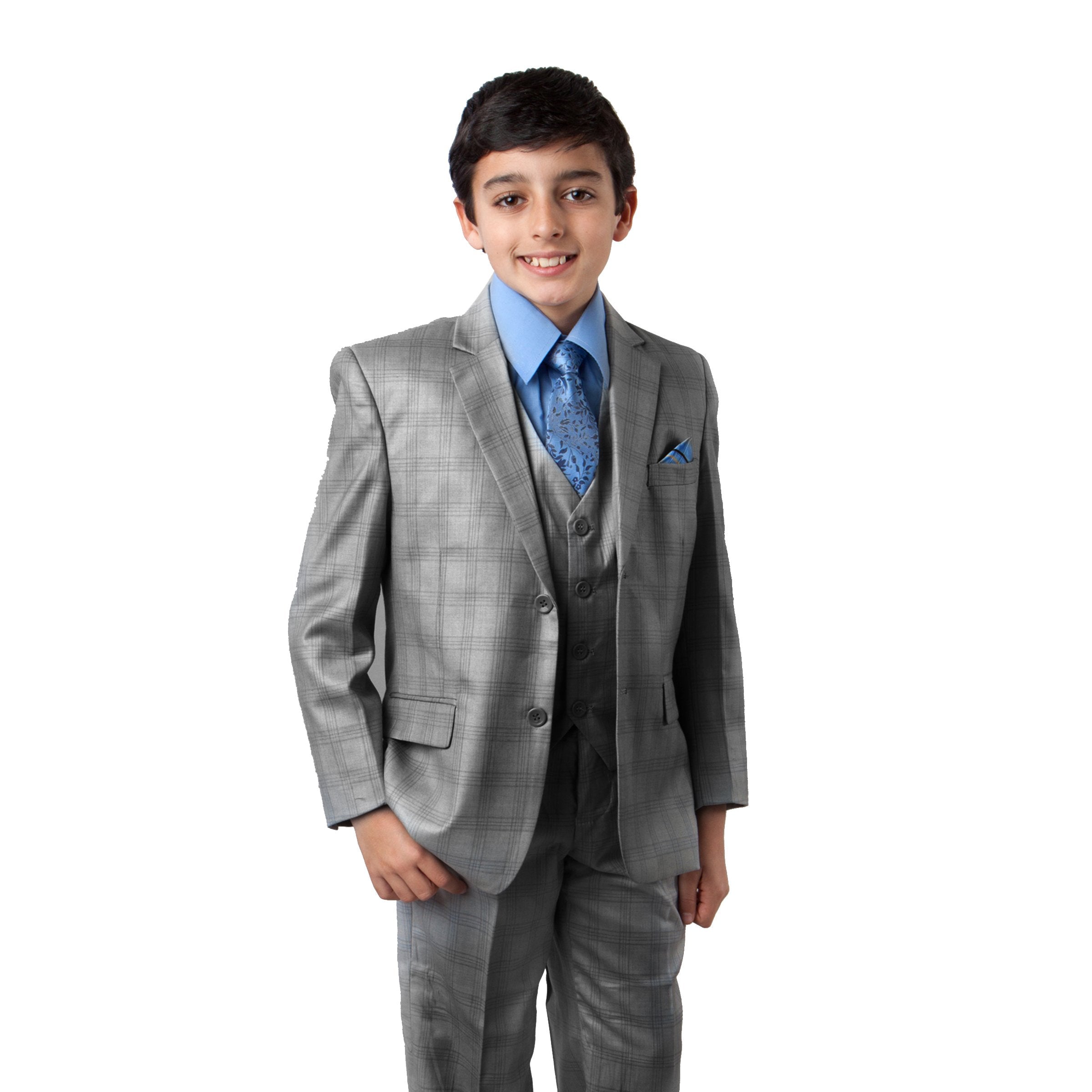 3-Piece Boys Checkered Suit Set With Free Matching Shirt & Tie Suits For Boy's