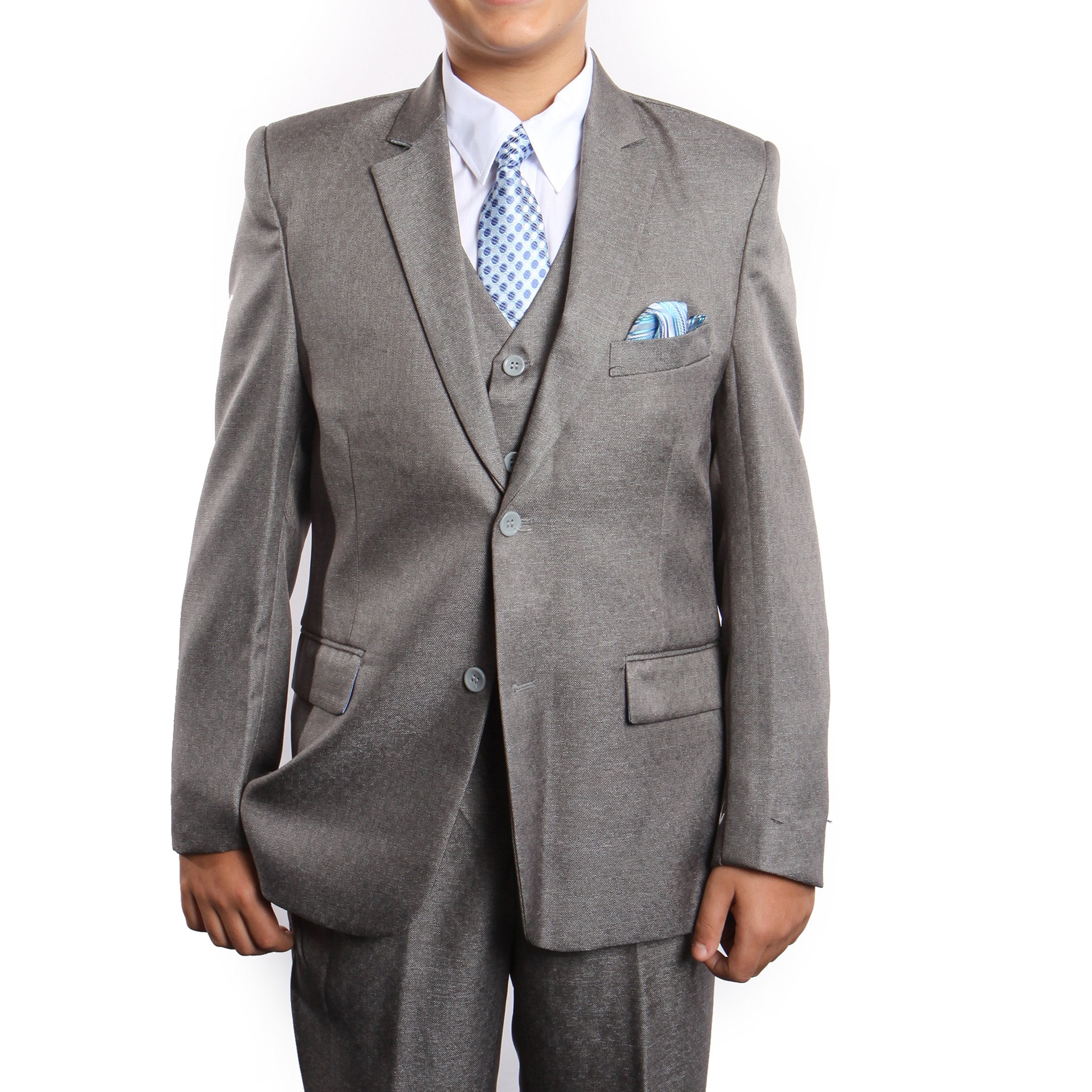 5 PC Boy's Solid Suit with Shirt & Tie Suits For Boy's