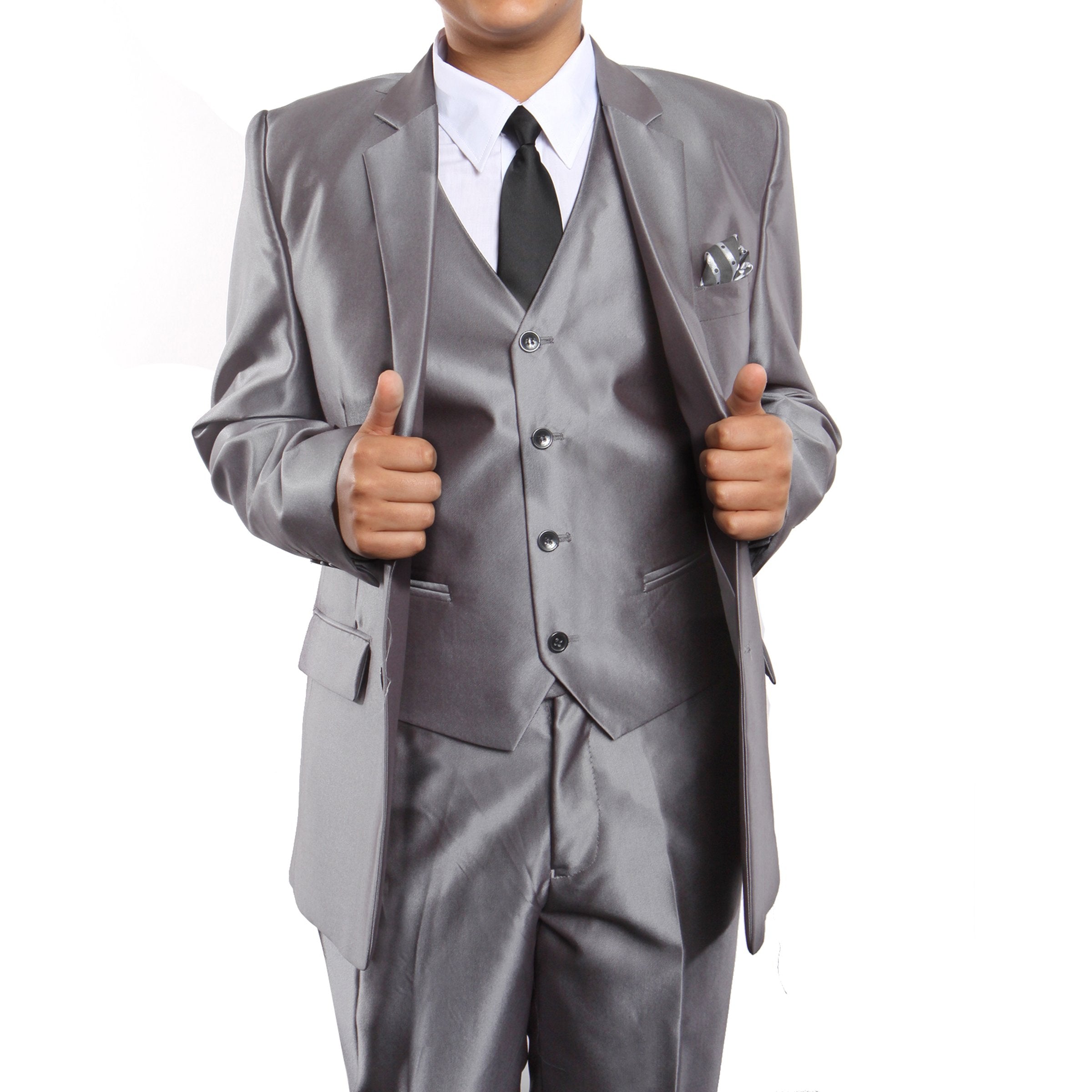 Sharkskin Boys Suit With Free Matching Shirt & Tie Suits For Boy's