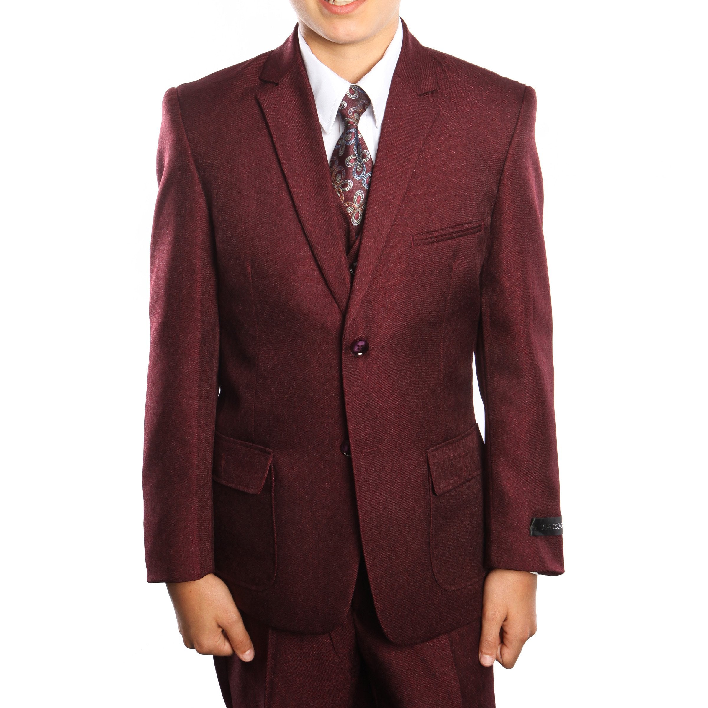 6-PC Solid Boys Suit with Shirt & Tie Suits For Boy's