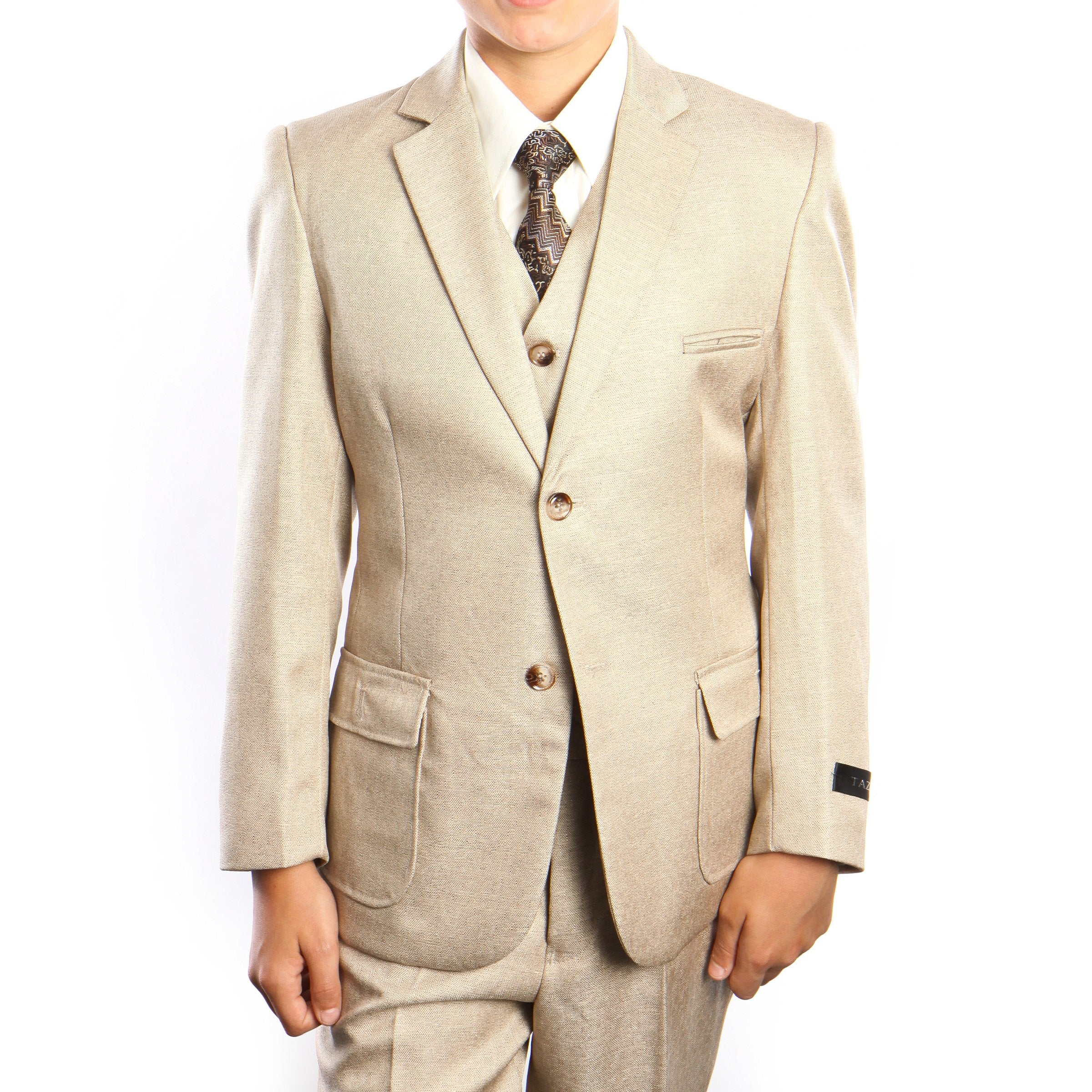 6-PC Solid Boys Suit with Shirt & Tie Suits For Boy's