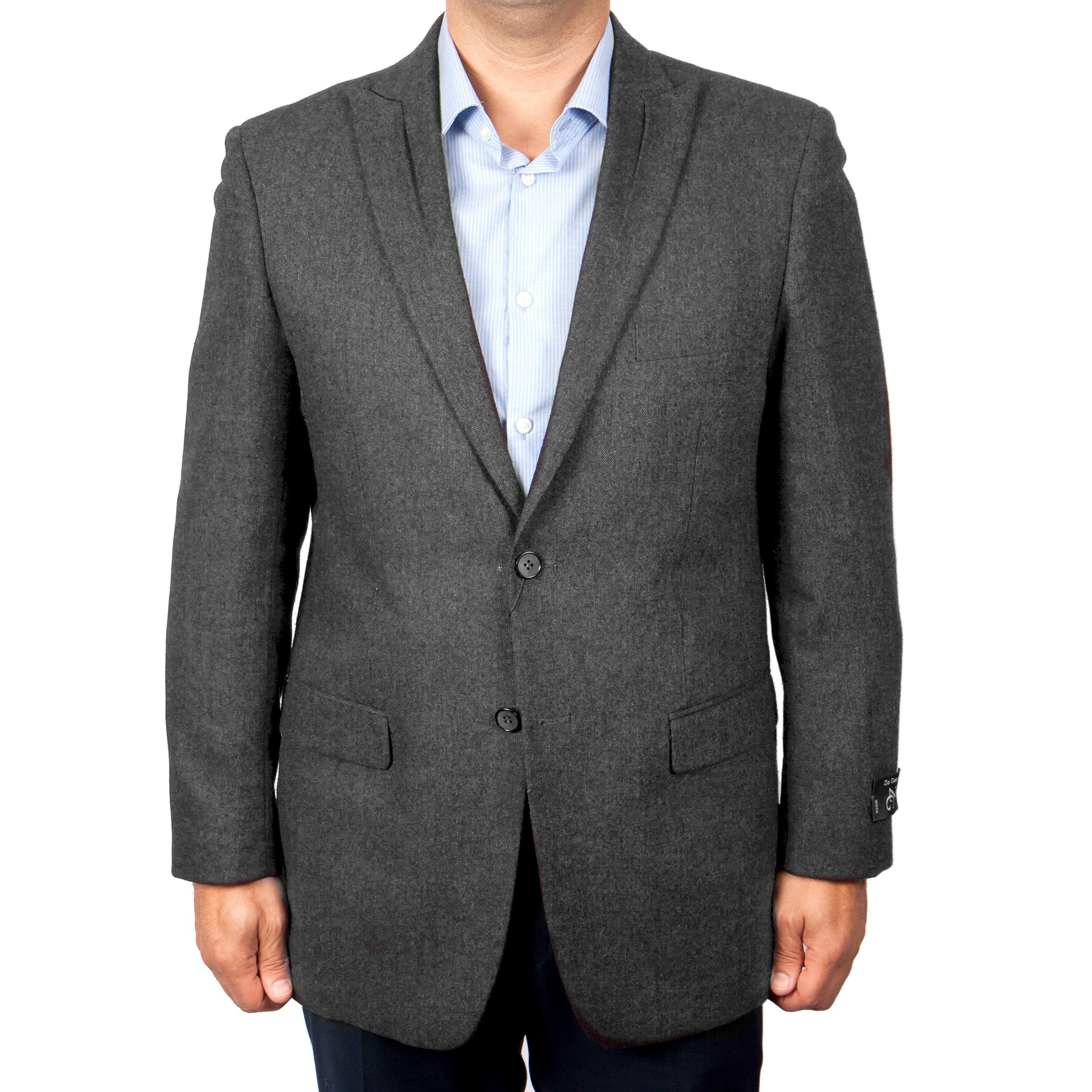 Mens Wool Two Button Solid Notch Lapel Sports Coat Blazer Jacket