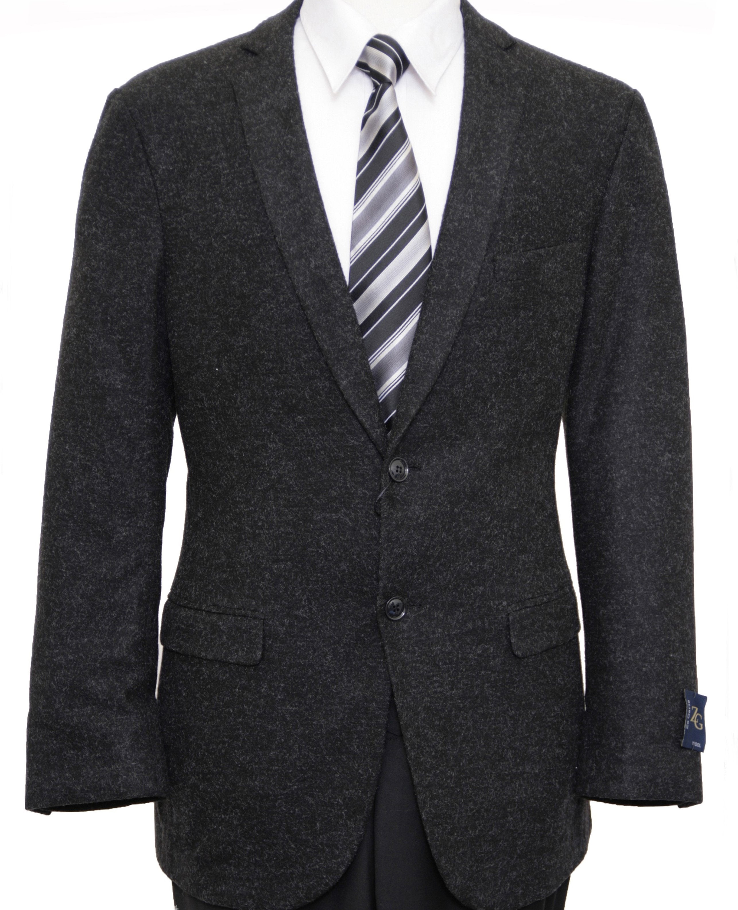 Mens Wool Two Button Solid Notch Lapel Sports Coat Blazer Jacket