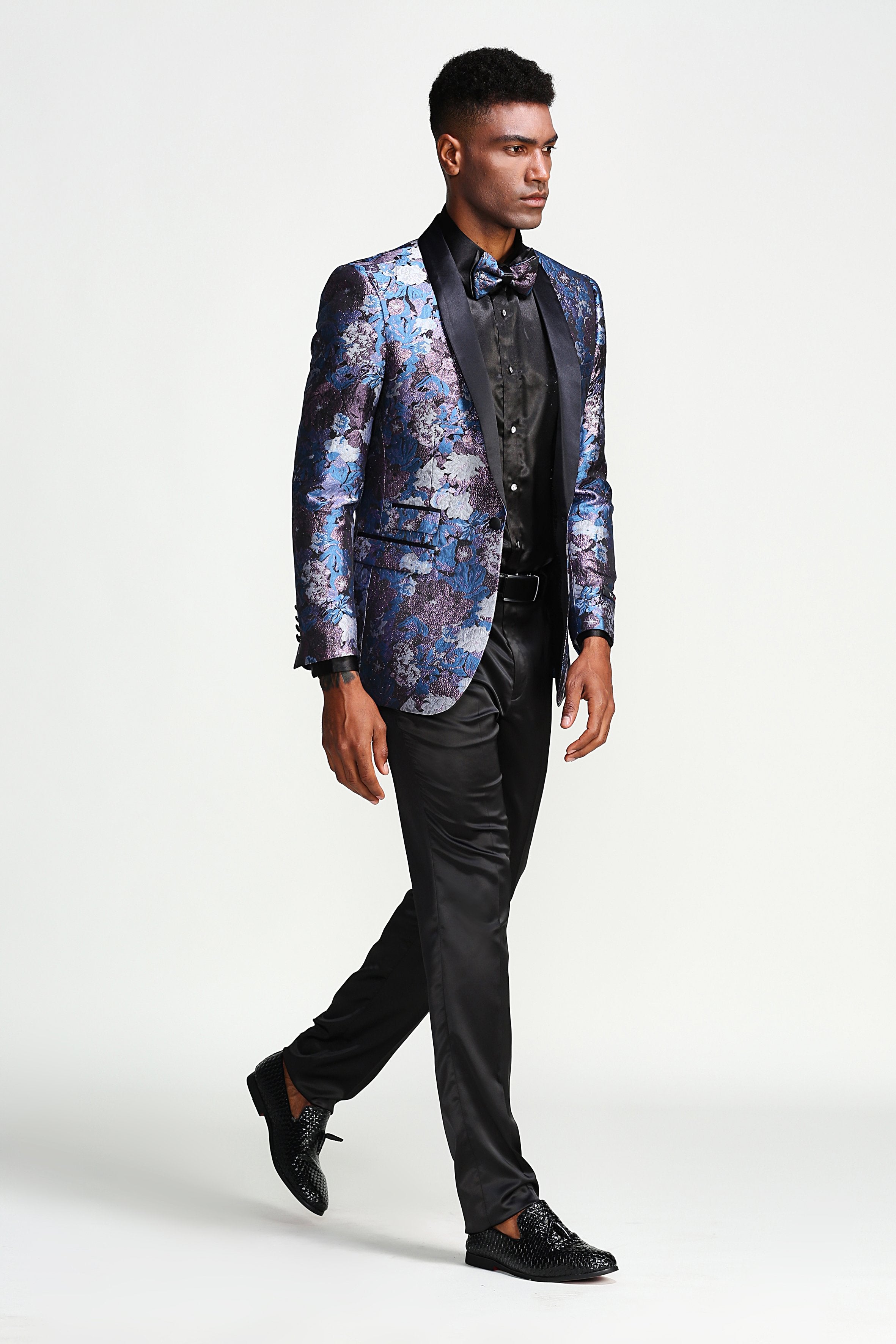 Slim Fit Tie Dye Satin Shawl Collar Sports coat Blazer Jacket For Men