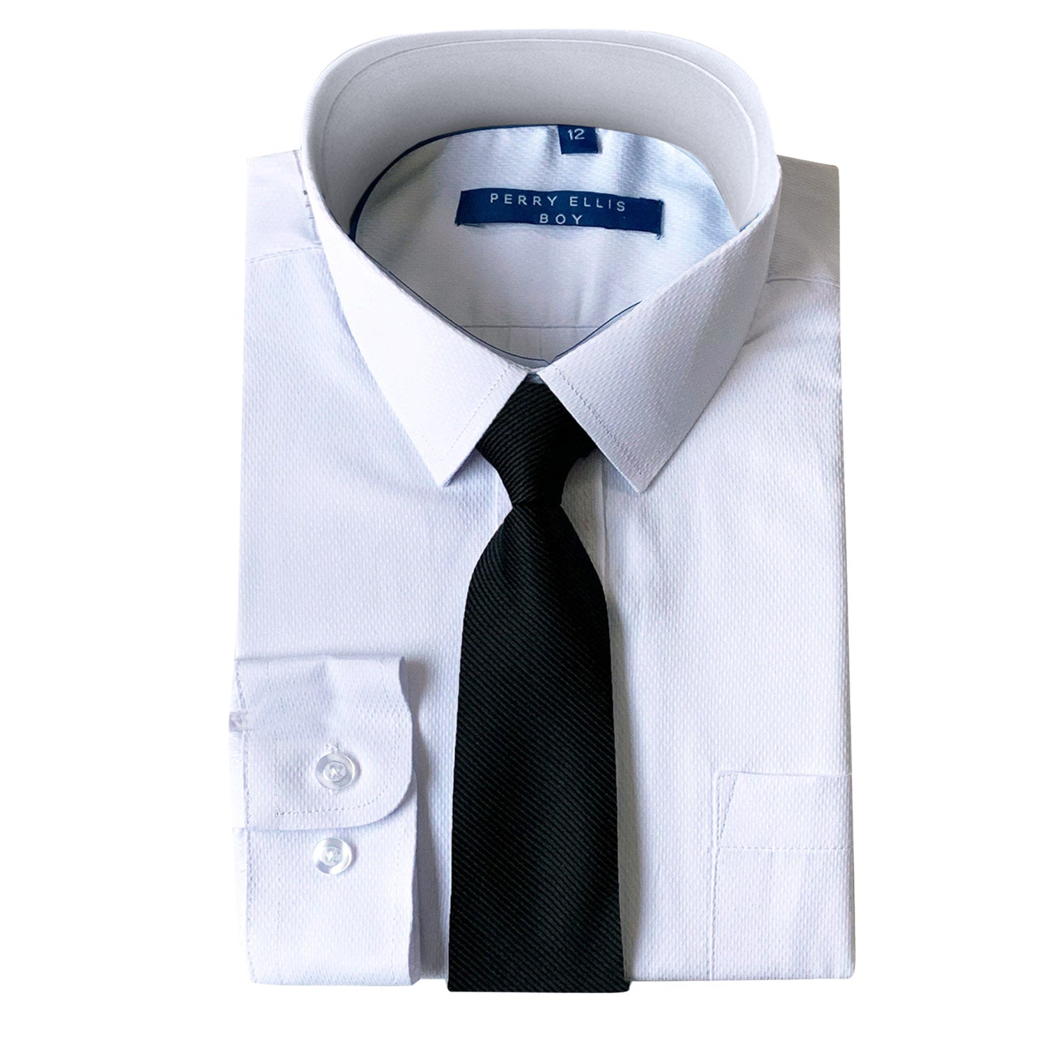 Perry Ellis Boys Dress Shirts w Black Tie Solid Shirts w Colored Tie