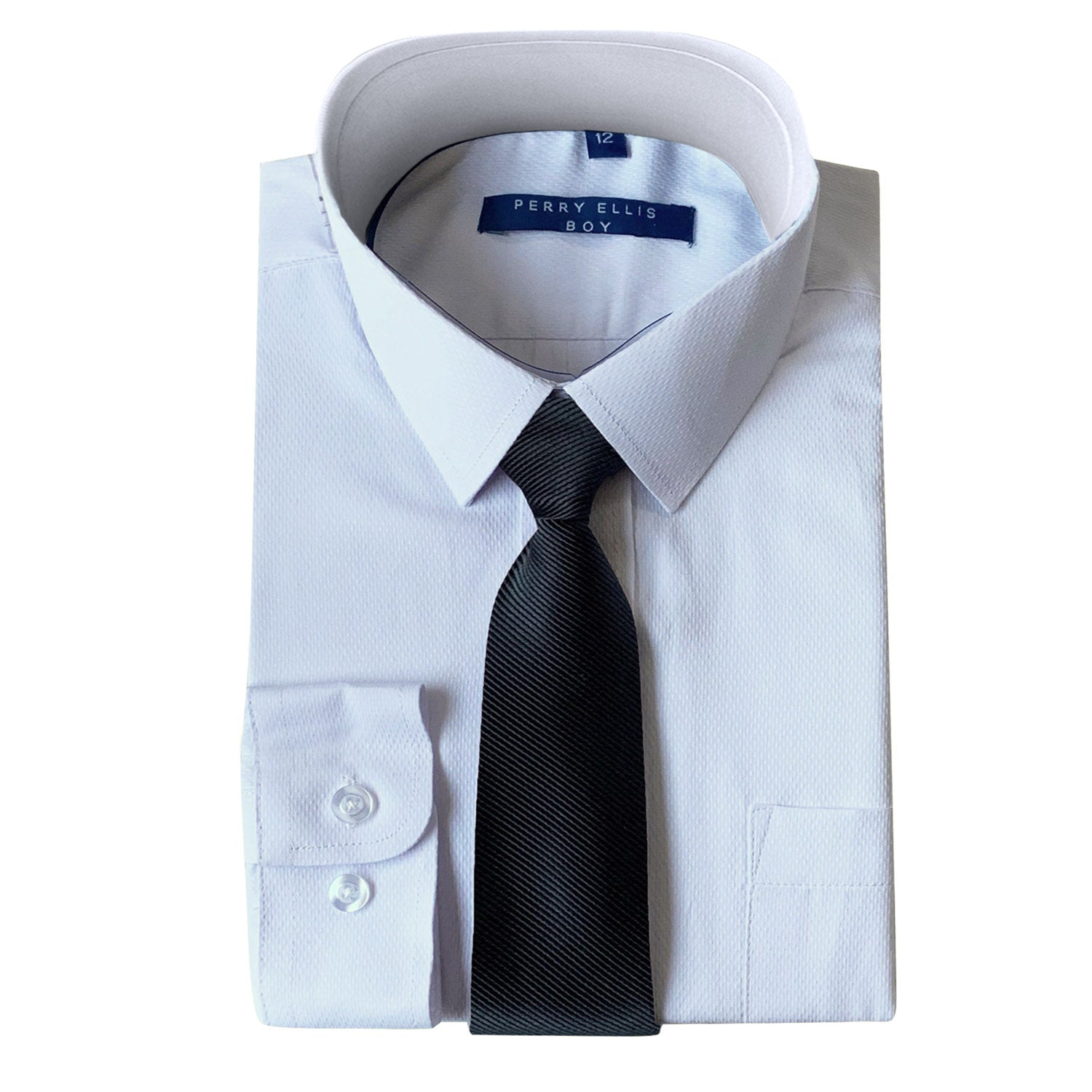 Perry Ellis Boys Dress Shirts w Dk Grey Tie Solid Shirts w Colored Tie