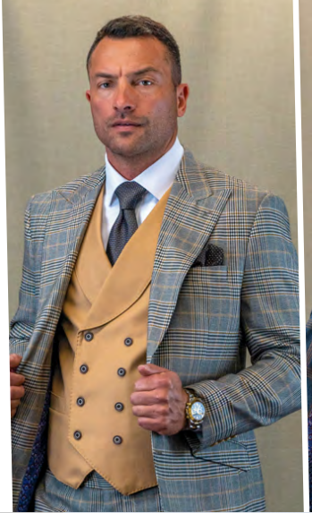 STATEMENT FALO 3PC TAILORED FIT, FLAT FRONT PANTS SUPER 180’S