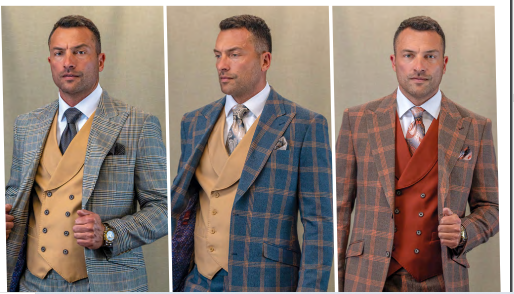 STATEMENT FALO 3PC TAILORED FIT, FLAT FRONT PANTS SUPER 180’S