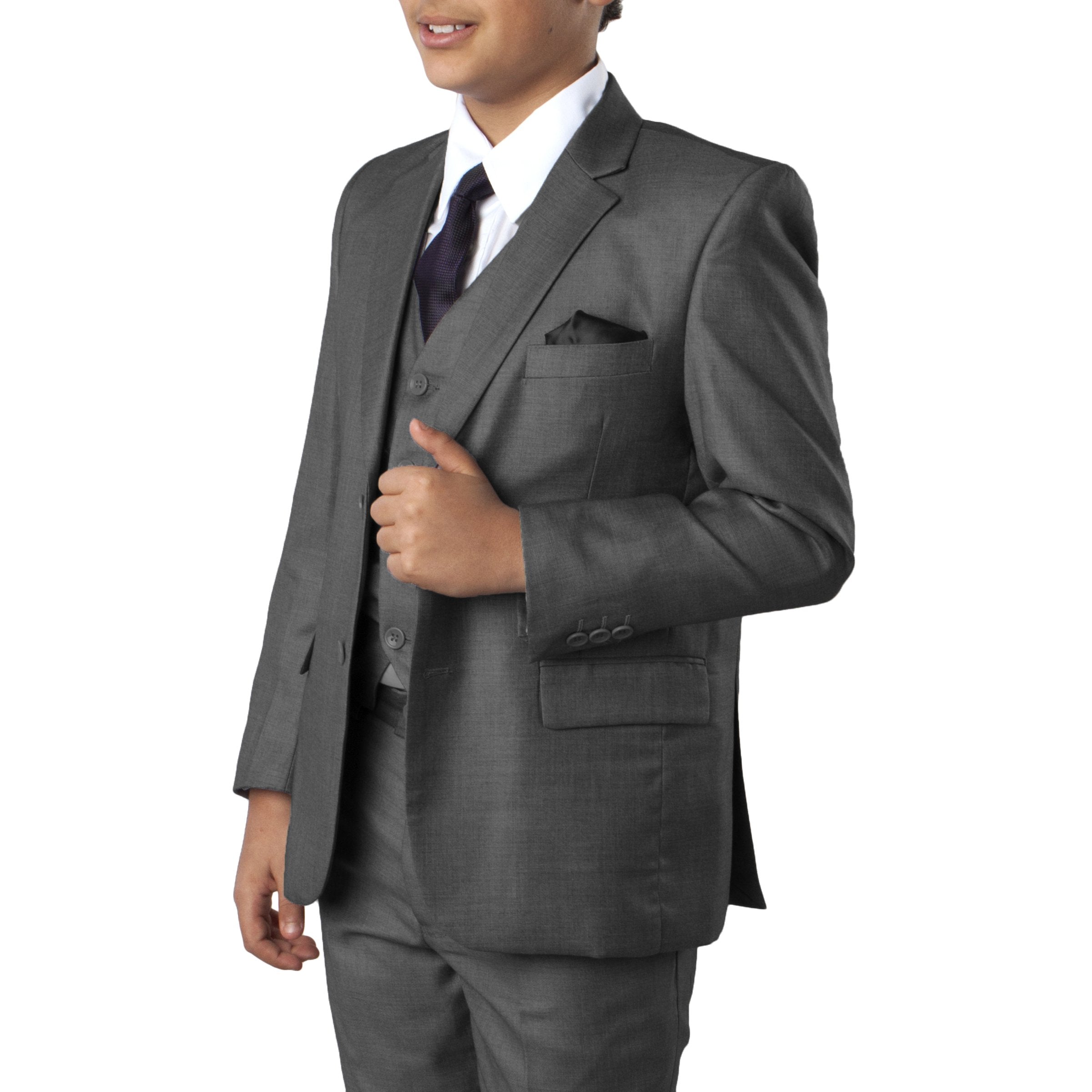 5-PIece Windowpane Suit With Matching Shirt & Tie Suits For Boy's