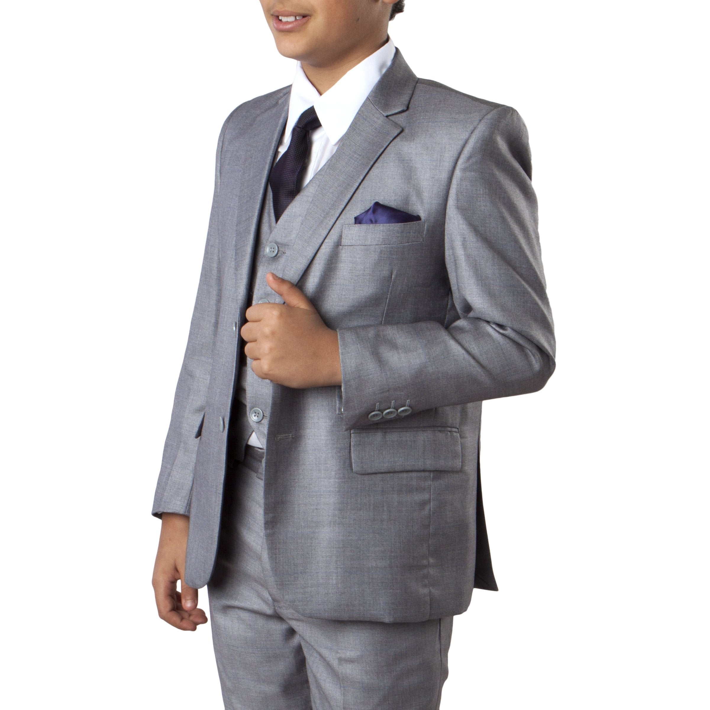 5-PIece Windowpane Suit With Matching Shirt & Tie Suits For Boy's