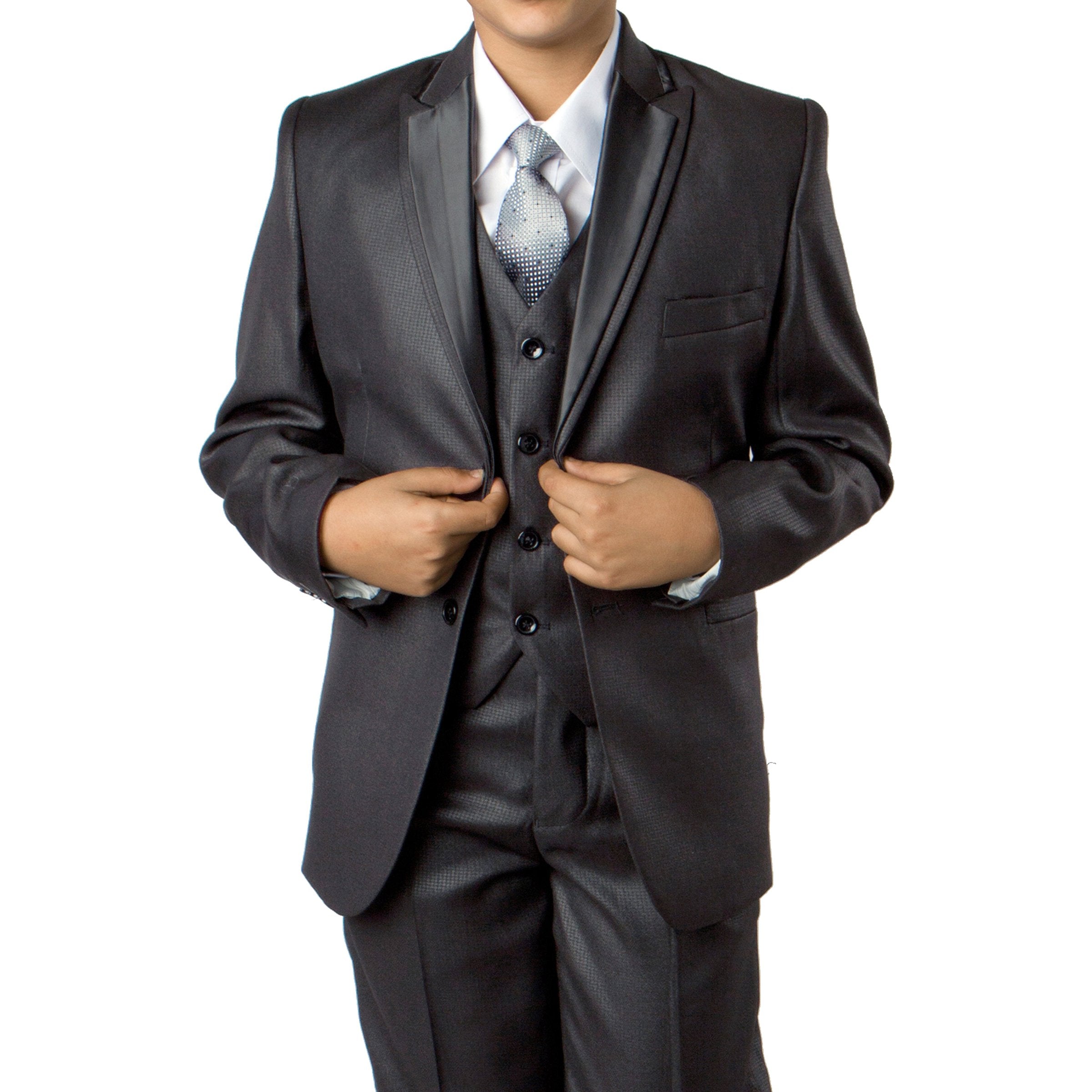Solid Suit W Satin Trim Jacket Suits For Boy's