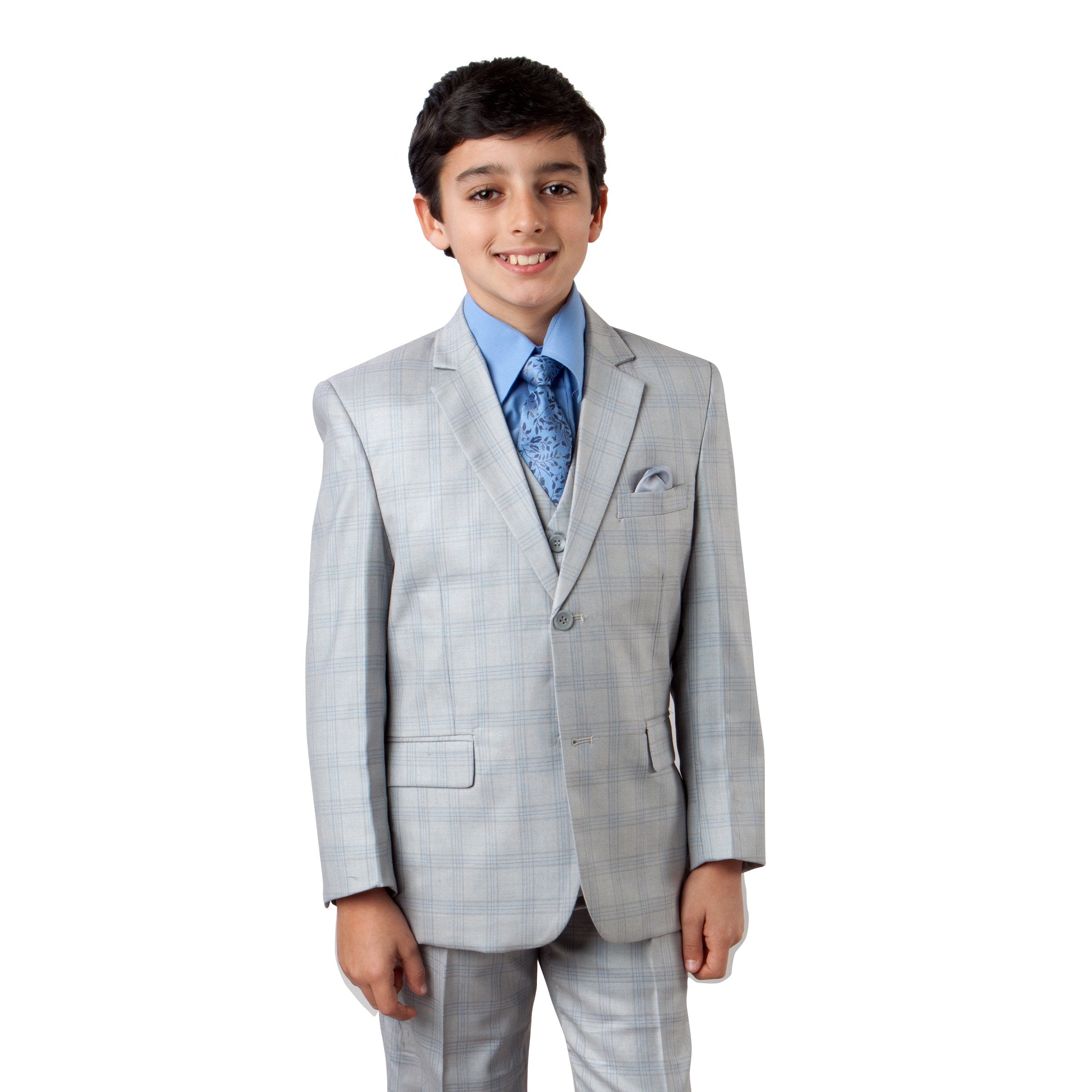 3-Piece Boys Checkered Suit Set With Free Matching Shirt & Tie Suits For Boy's