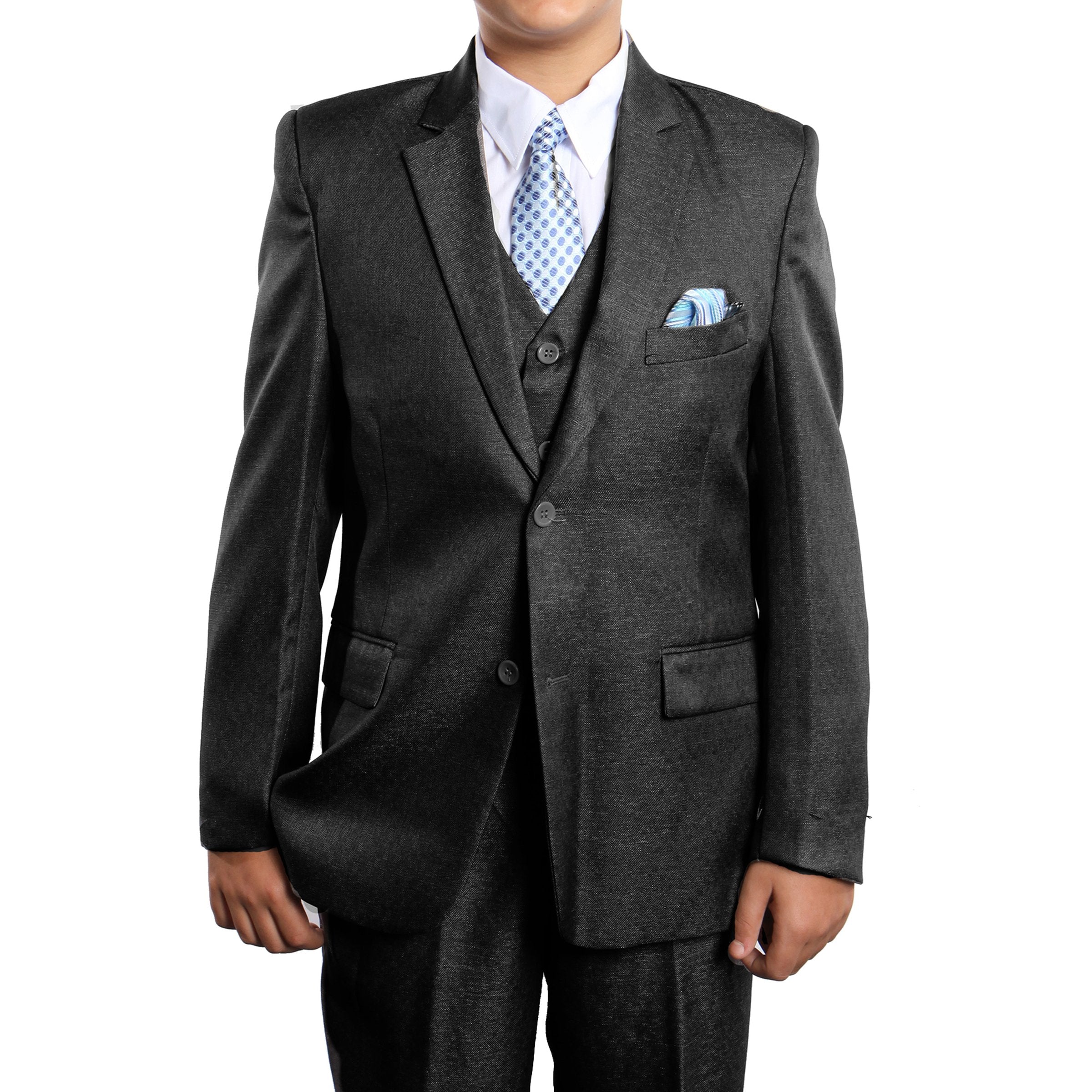 5 PC Boy's Solid Suit with Shirt & Tie Suits For Boy's