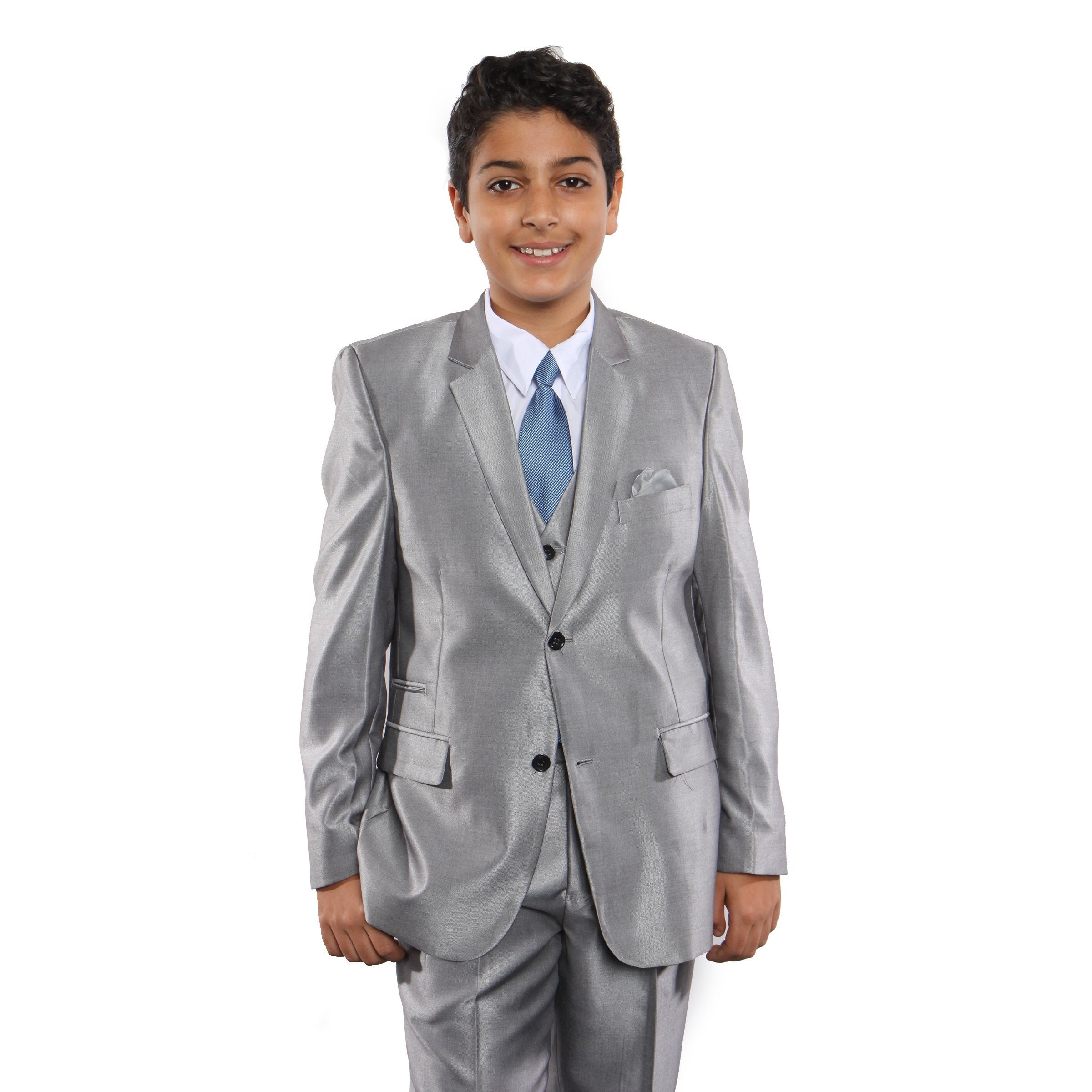 3-PC Boy's Solid Sharkskin Suit with Dress Shirt & Tie Suits For Boy's