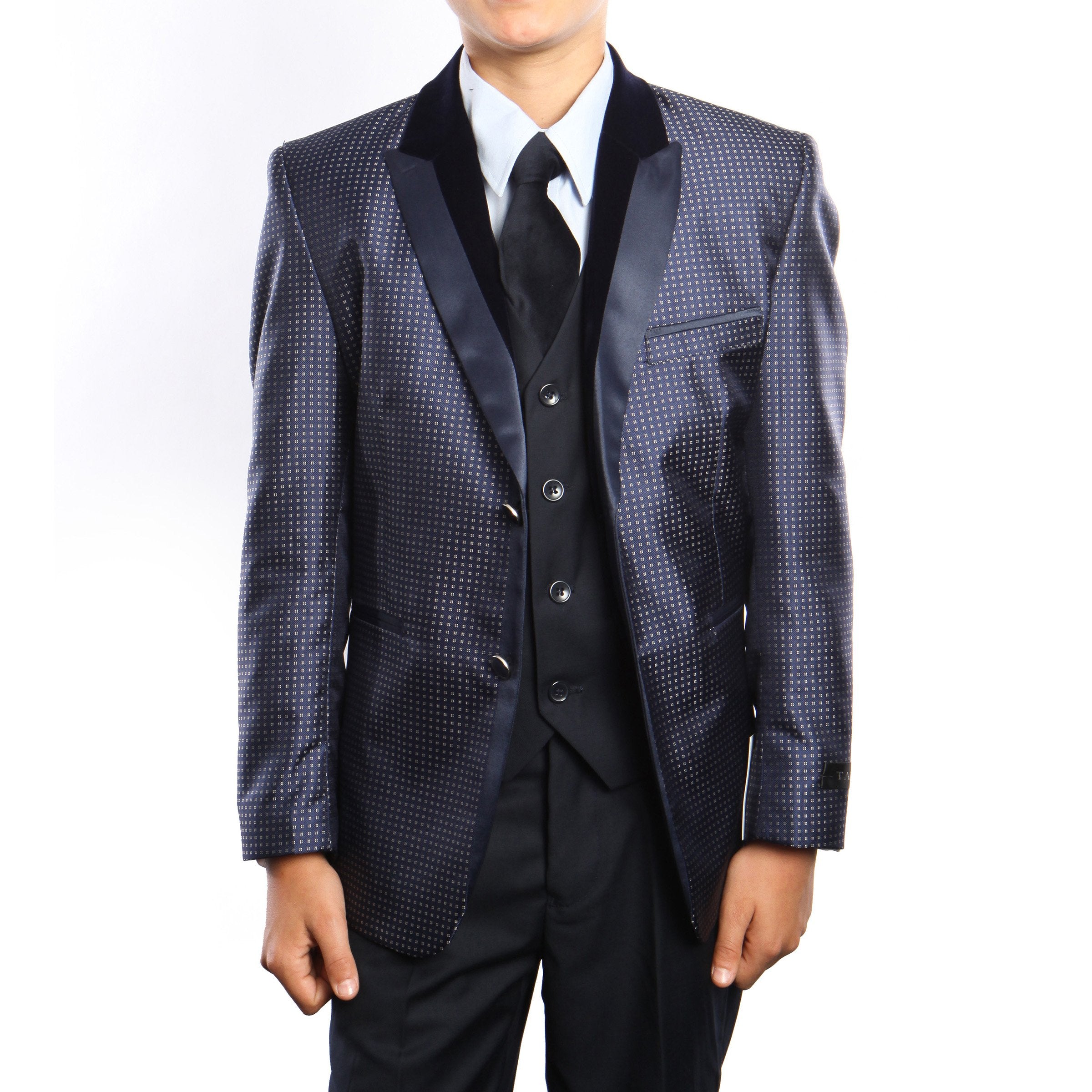 Micro Dot Pattern Suit With Shirt & Tie Suits For Boy's
