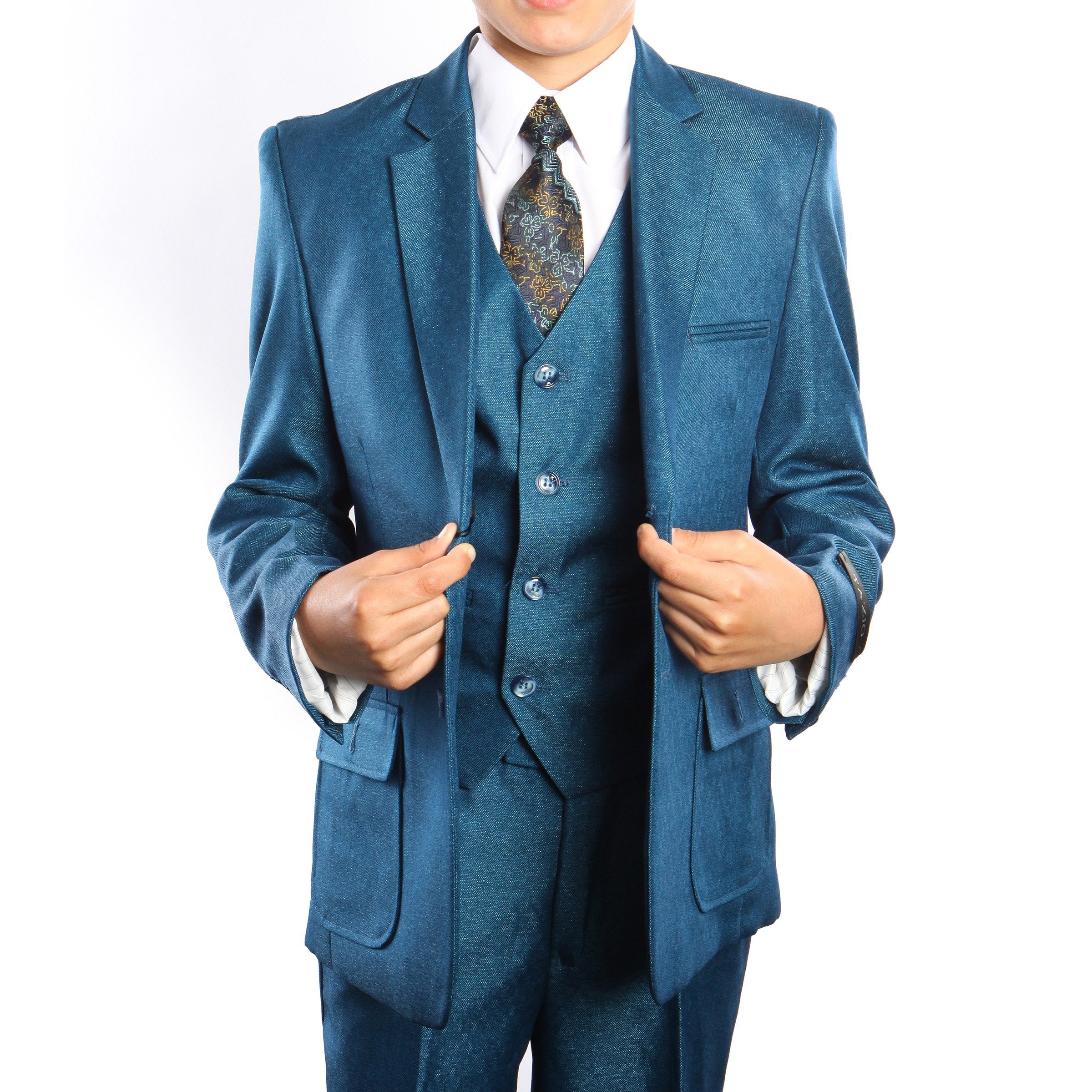 6-PC Solid Boys Suit with Shirt & Tie Suits For Boy's