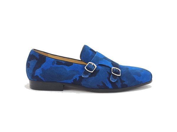 Printed Suede Double Monk Straps
