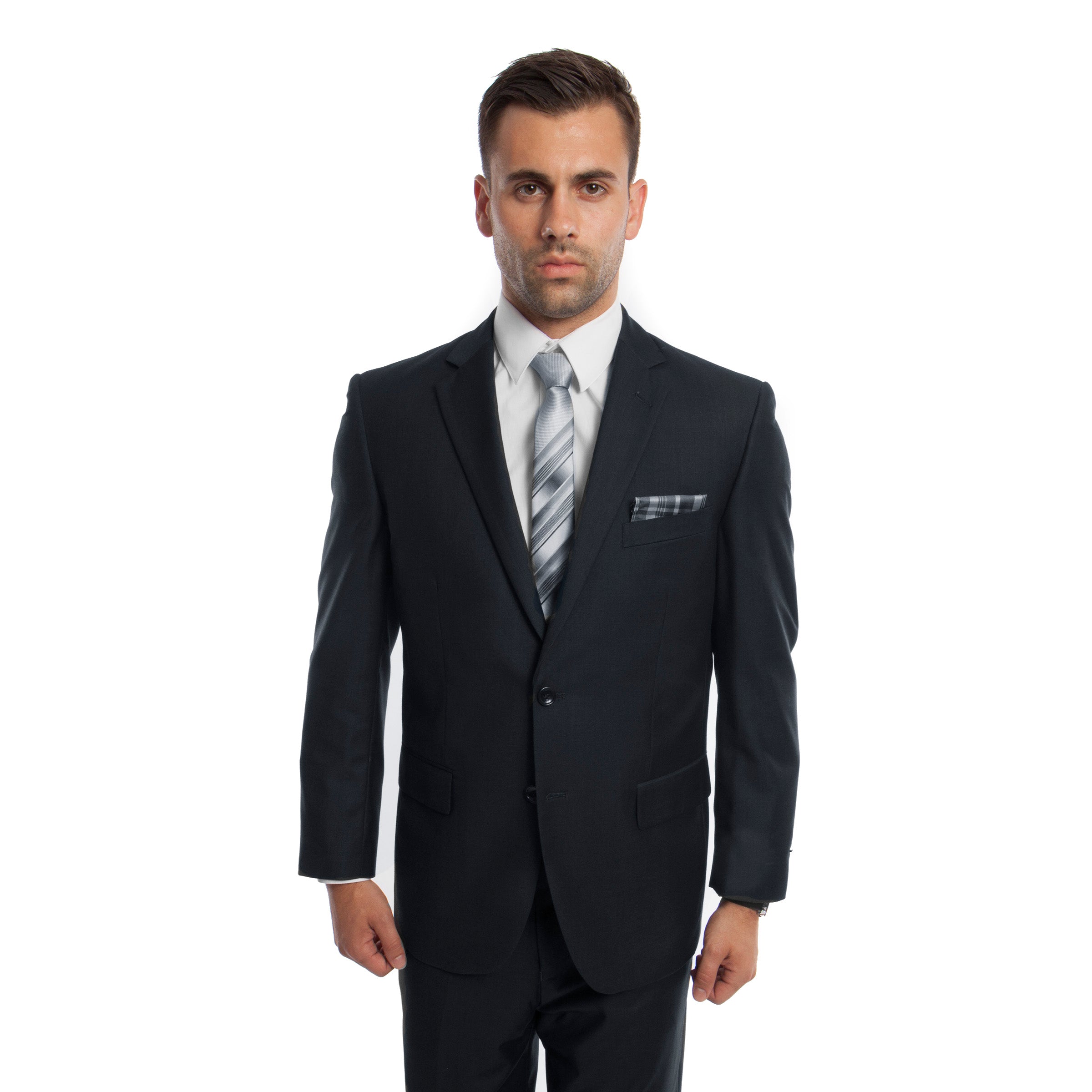 Dk. Navy Solid Mens Suit 2-PC Regular Modern Fit Suits For Men
