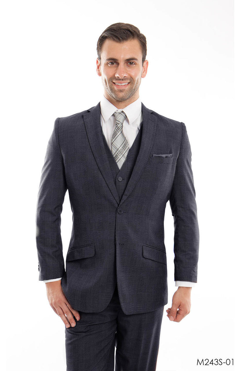 Gray 3-PC Slim Fit Stretch Suits For Men