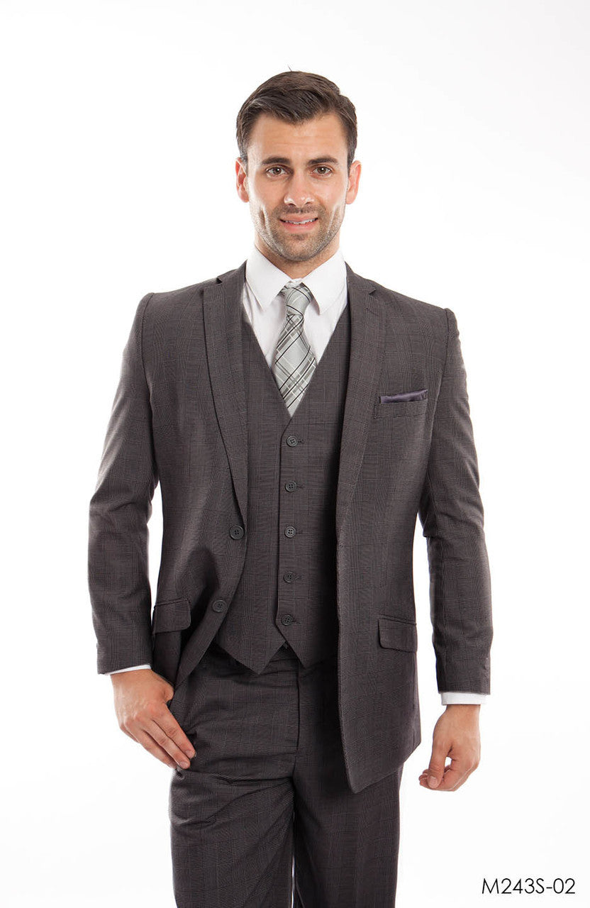 Lt. Gray 3-PC Slim Fit Stretch Suits For Men
