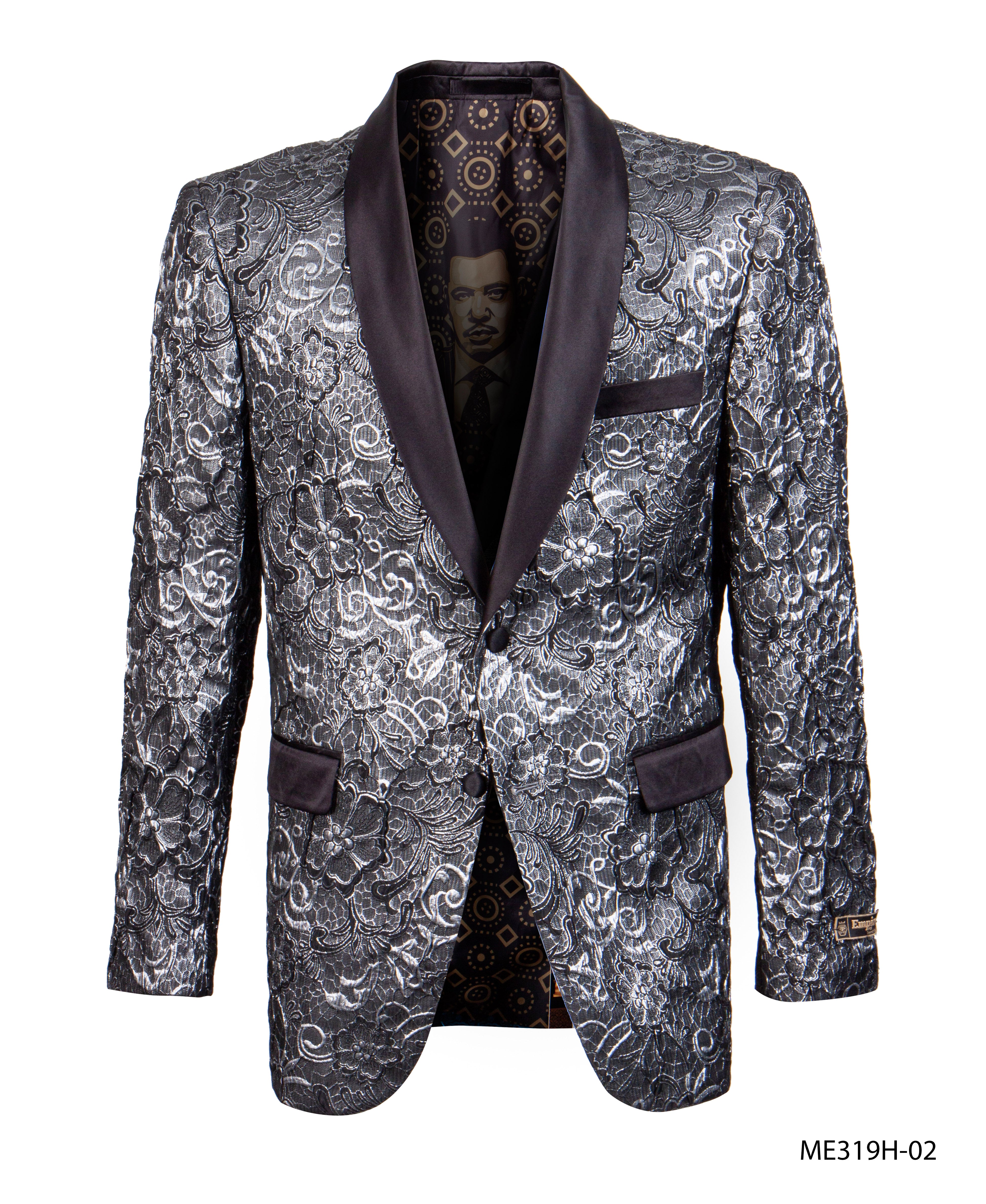 Black/Silver Empire Show Blazers Formal Dinner Suit Jackets For Men ME319H-02