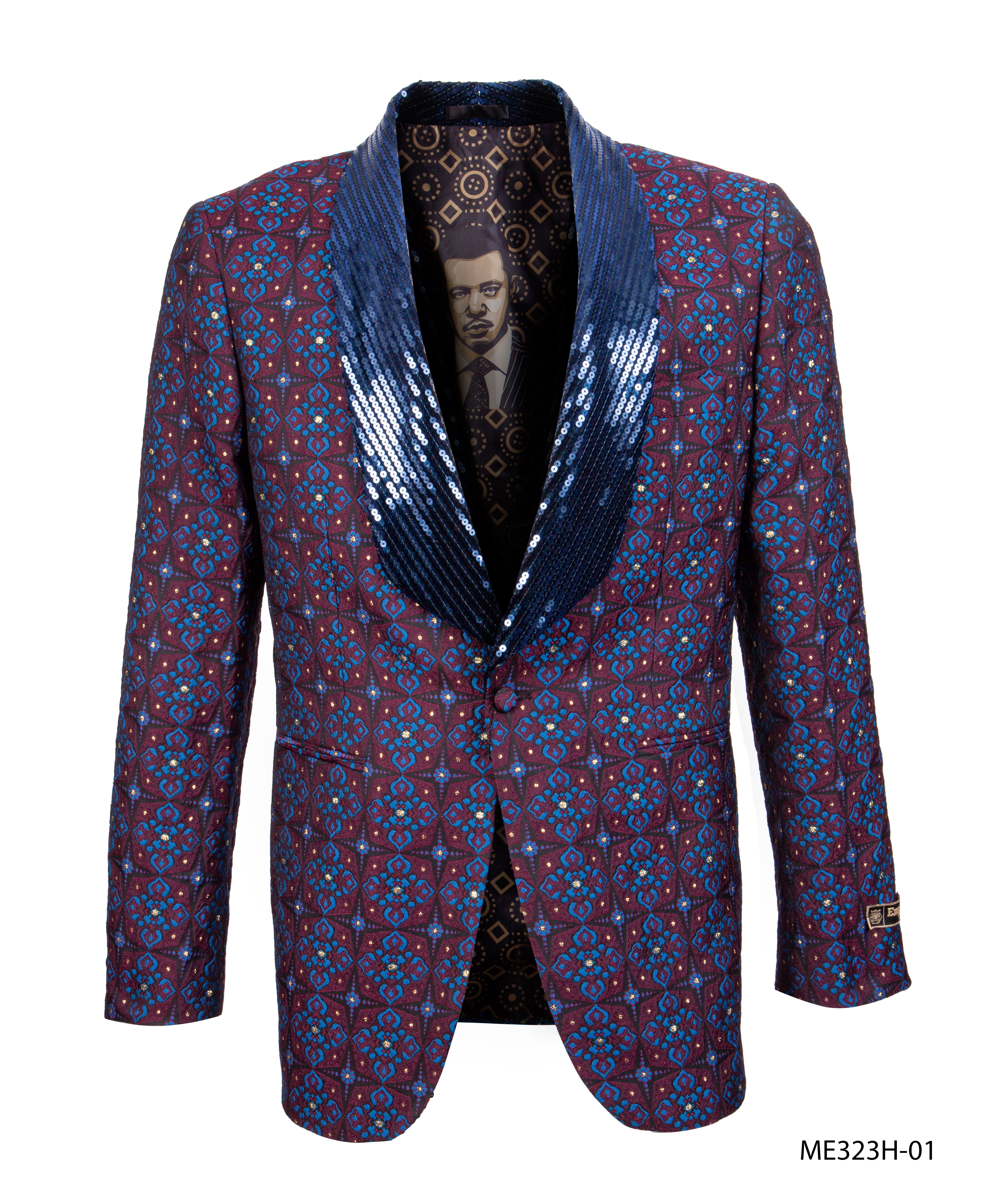Burgundy/Blue Empire Show Blazers Formal Dinner Suit Jackets For Men ME323H-01