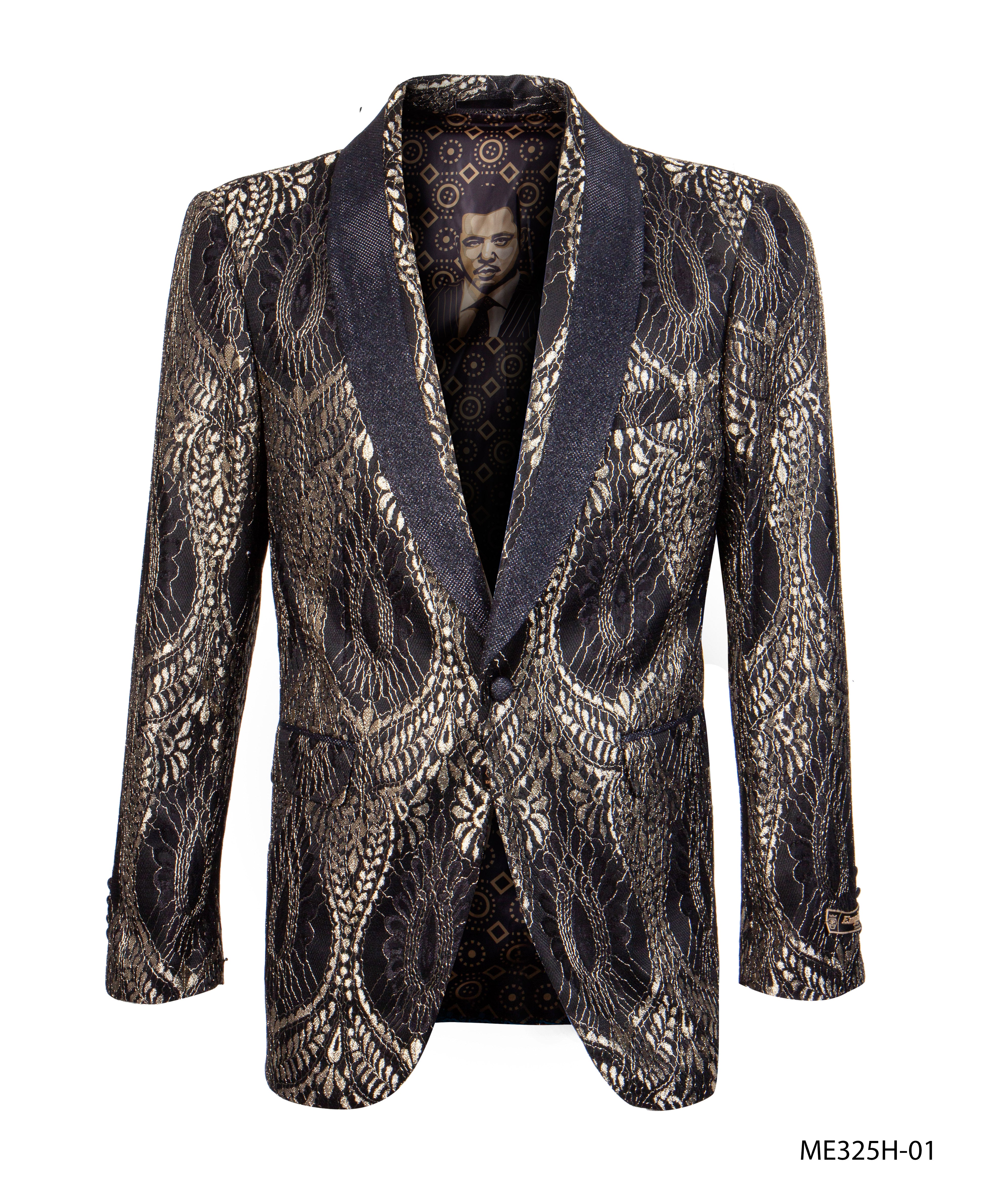 Black/Gold Empire Show Blazers Formal Dinner Suit Jackets For Men ME325H-01