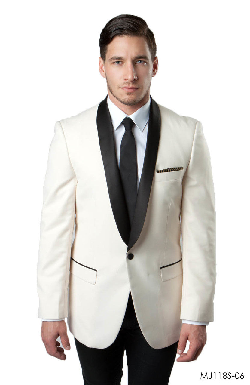 Ivory / Black Jackets For Men Jacket Suits For All Ocassions MJ118S-06