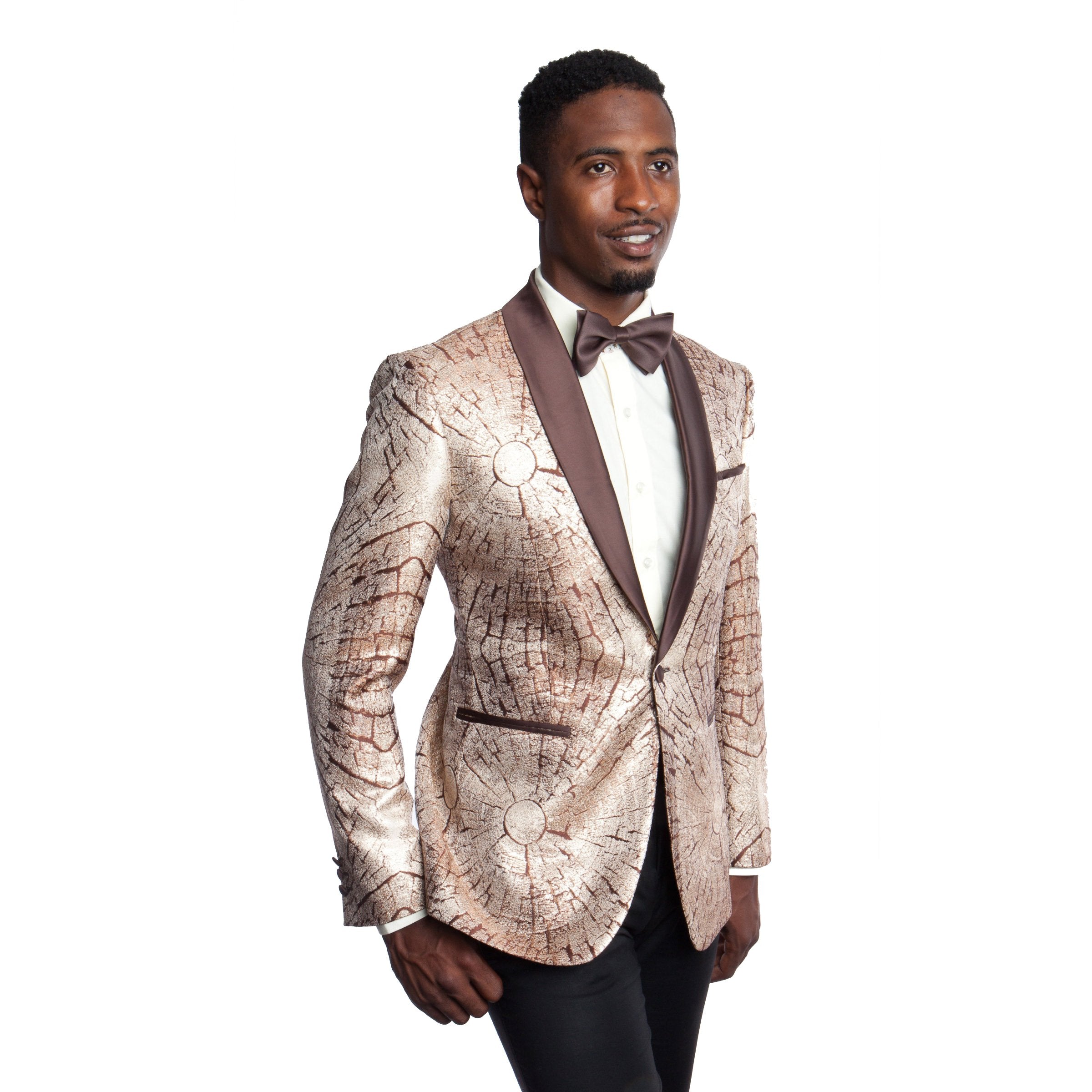 Modern Fit Shiny Pattern Design Satin Shawl Collar Blazer Jacket For Men