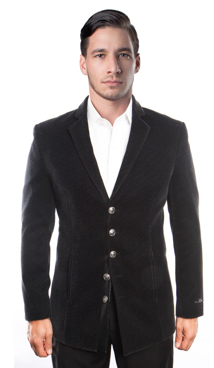 Slim Fit Textured Velvet Blazer 5 Button Jacket For Men