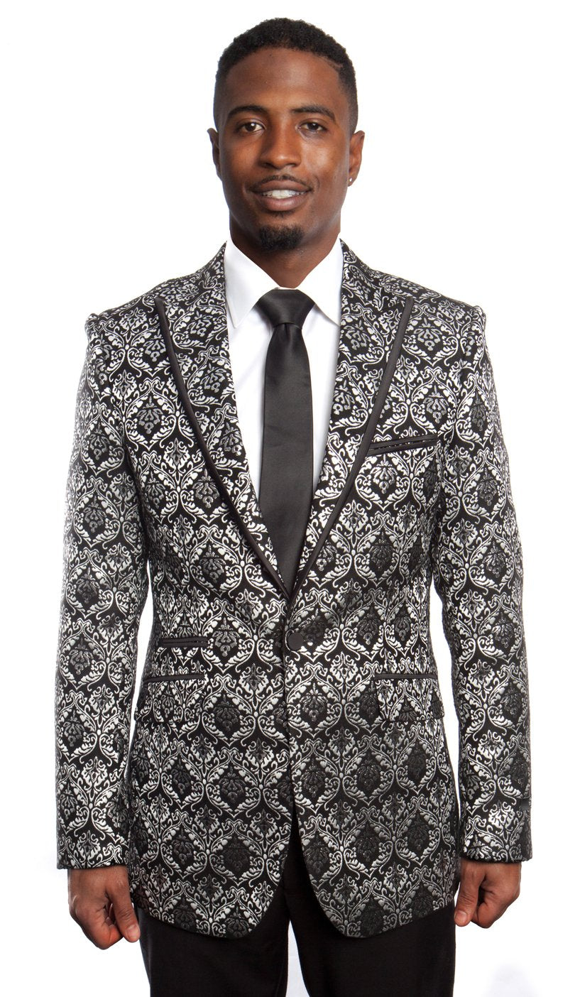 Modern Fit Pattern Design HIgh Peak Lapel Sports coat Blazer Jacket For Men