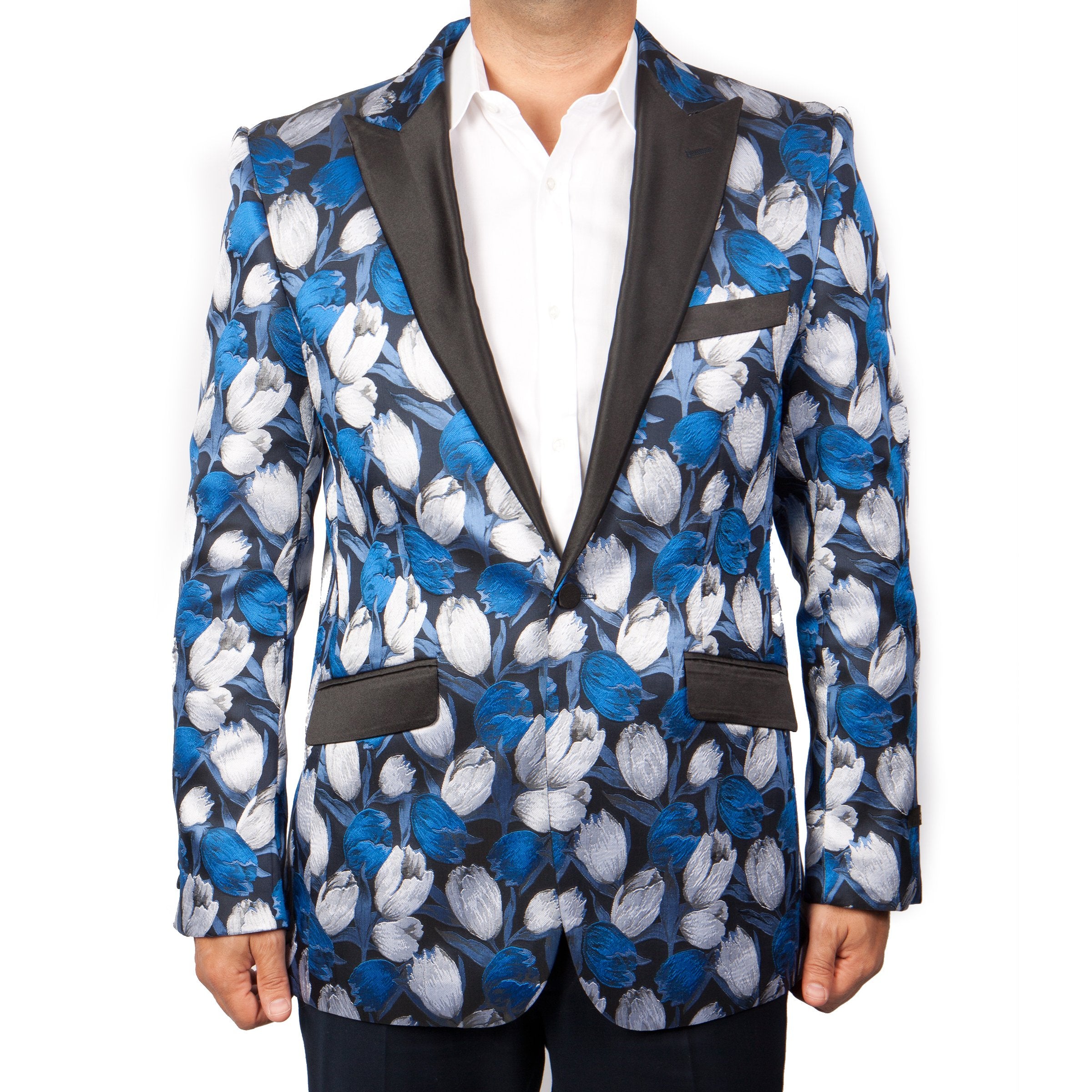 Modern Fit HIgh Peak Lapel Floral Design Sports coat Blazer Jacket For Men