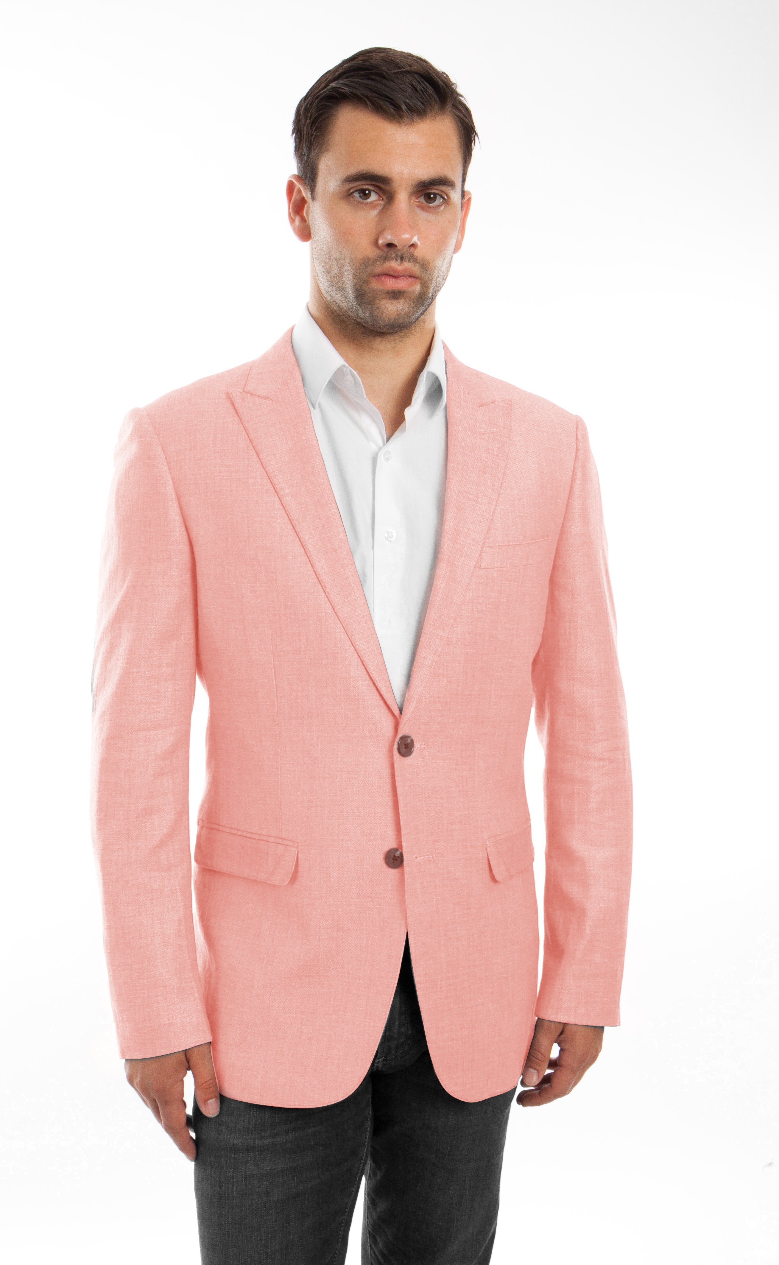 Slim Fit HIgh Peak Lapel Linen Mens Sports coat Blazer Jacket For Men