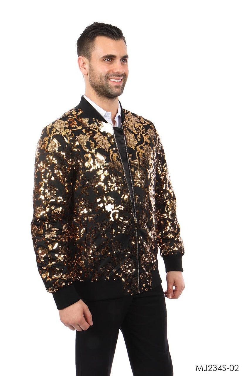 Gold / Black Jackets For Men Jacket Suits For All Ocassions MJ234S-02