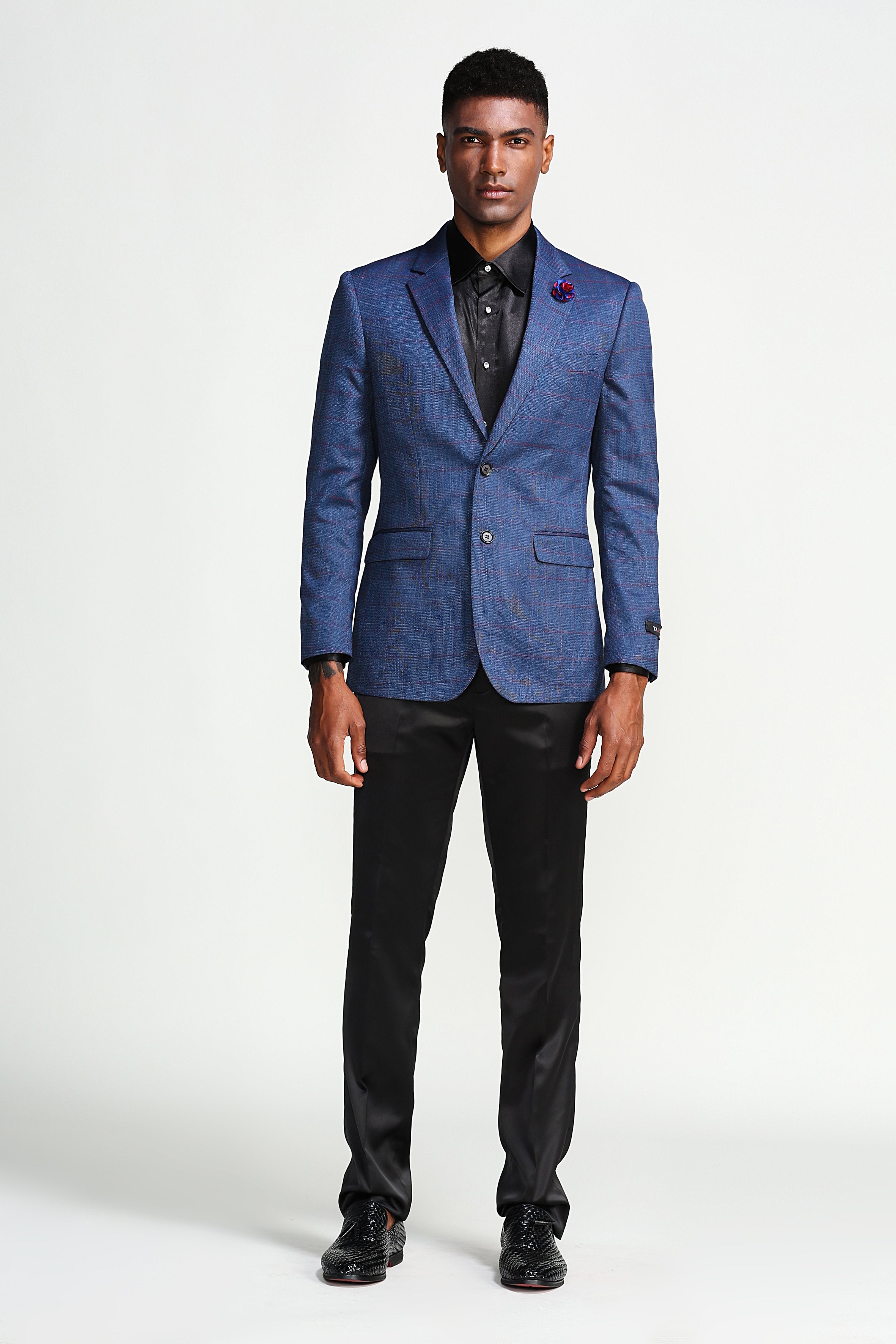 Slim Fit Windowpane Notch Lapel Sports coat Blazer Jacket For Men