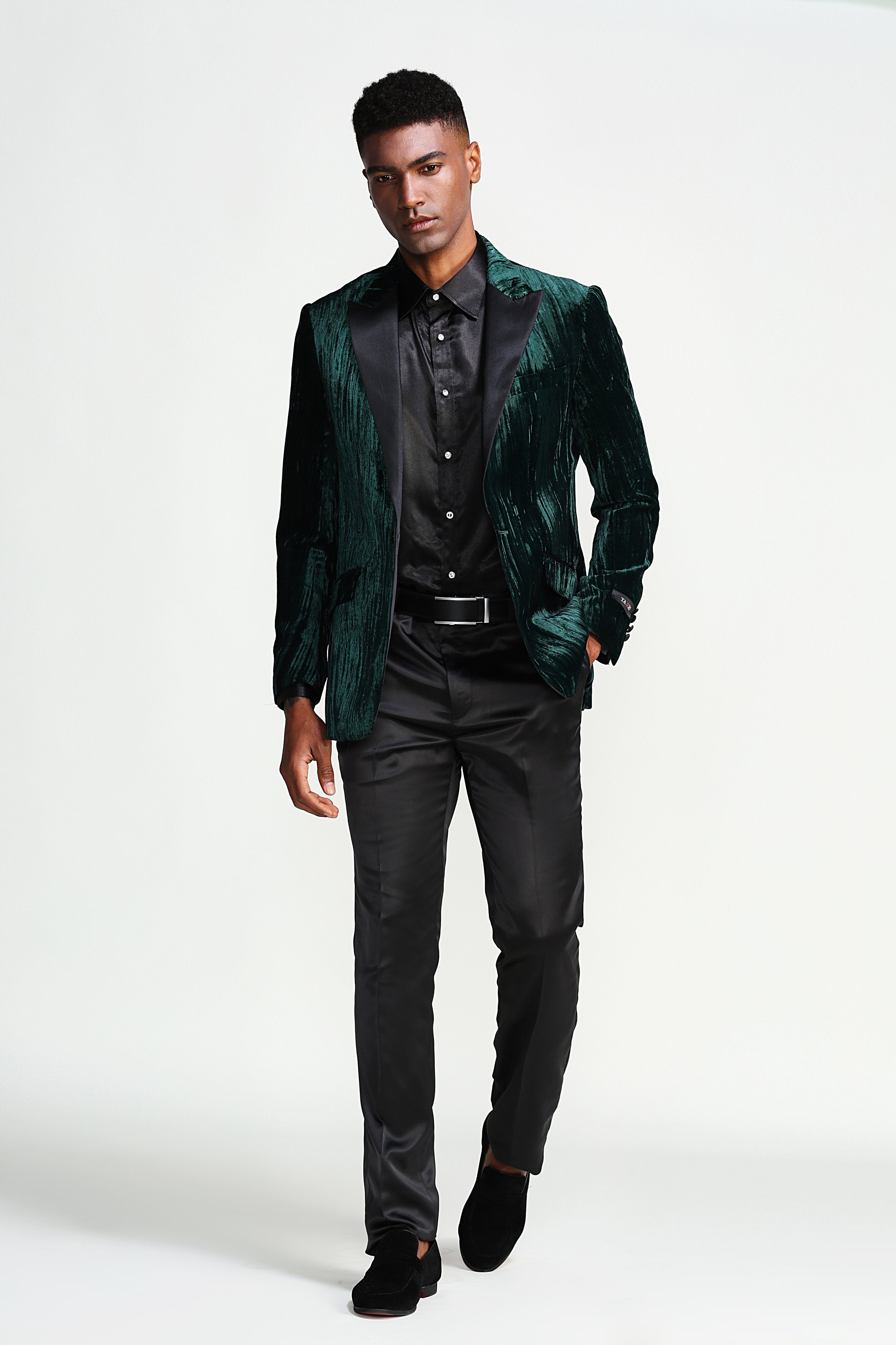 Slim Fit Textured Velvet HIgh Peak Lapel Sports coat Blazer Jacket For Men