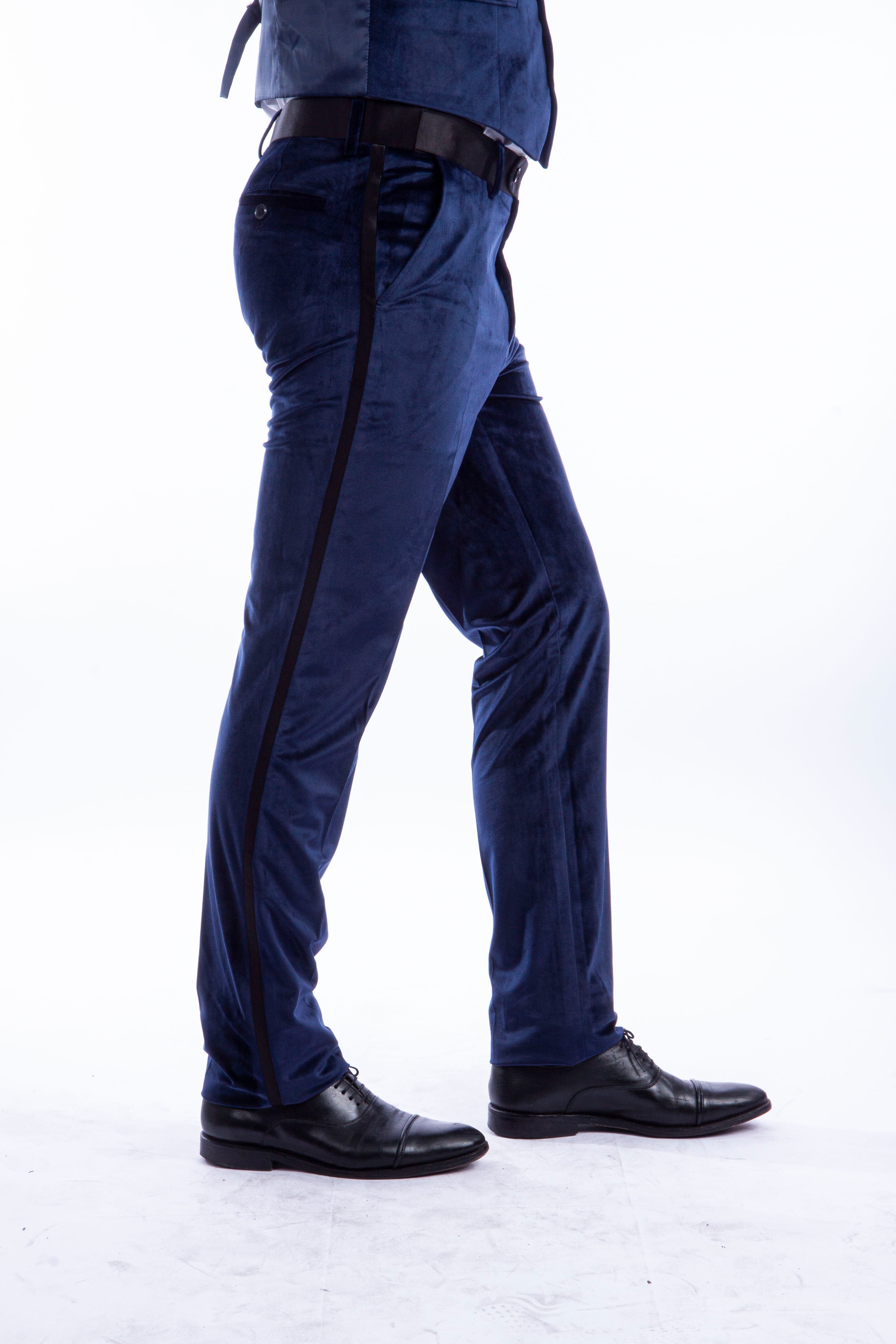 Bryan Michaels Blue Velvet Tuxedo Dress Pants For Men – Phirst Impression Menswear