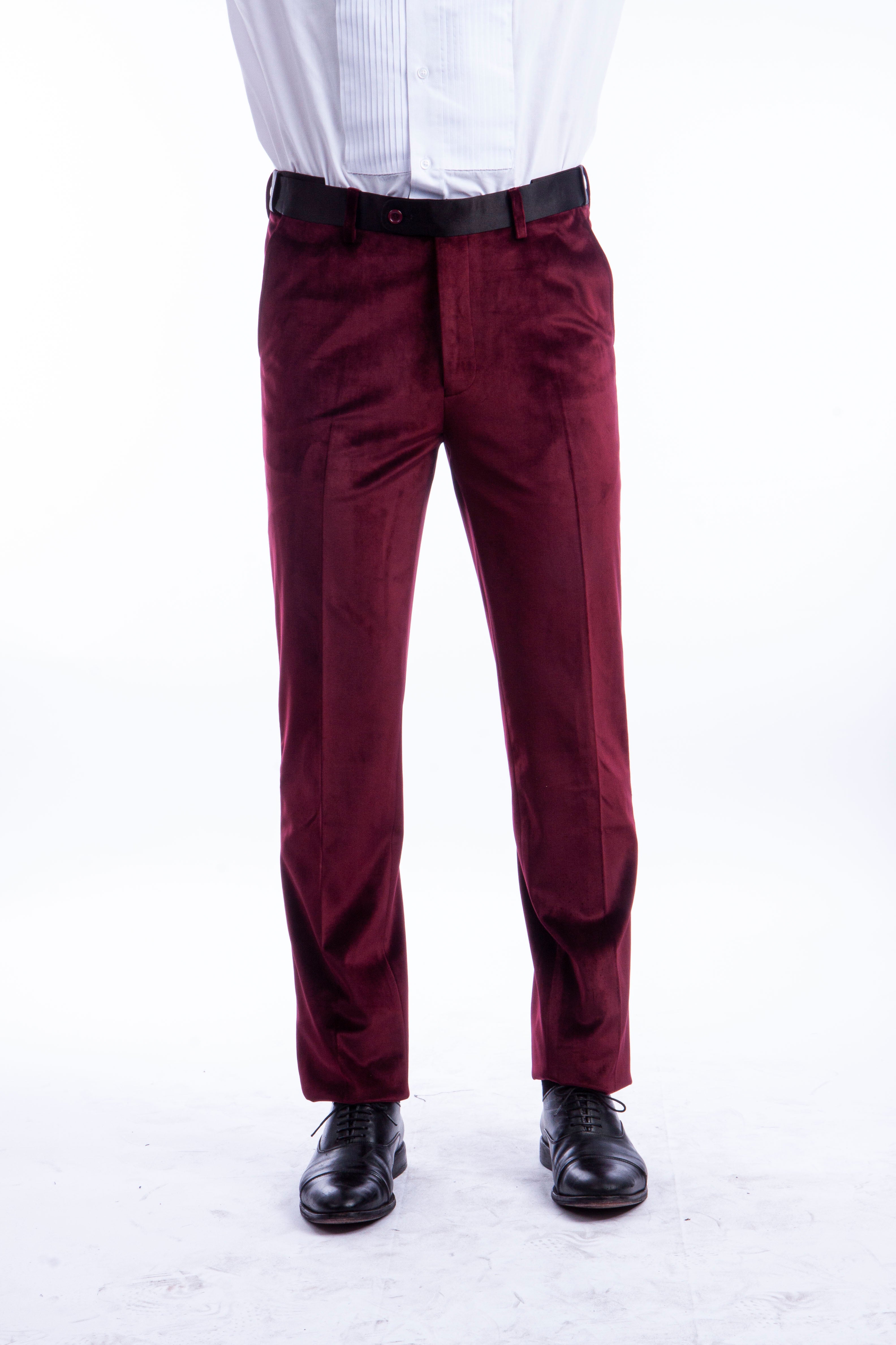 ASOS Super Skinny Smart Trouser In Burgundy Velvet With Gold Piping in Red  for Men  Lyst