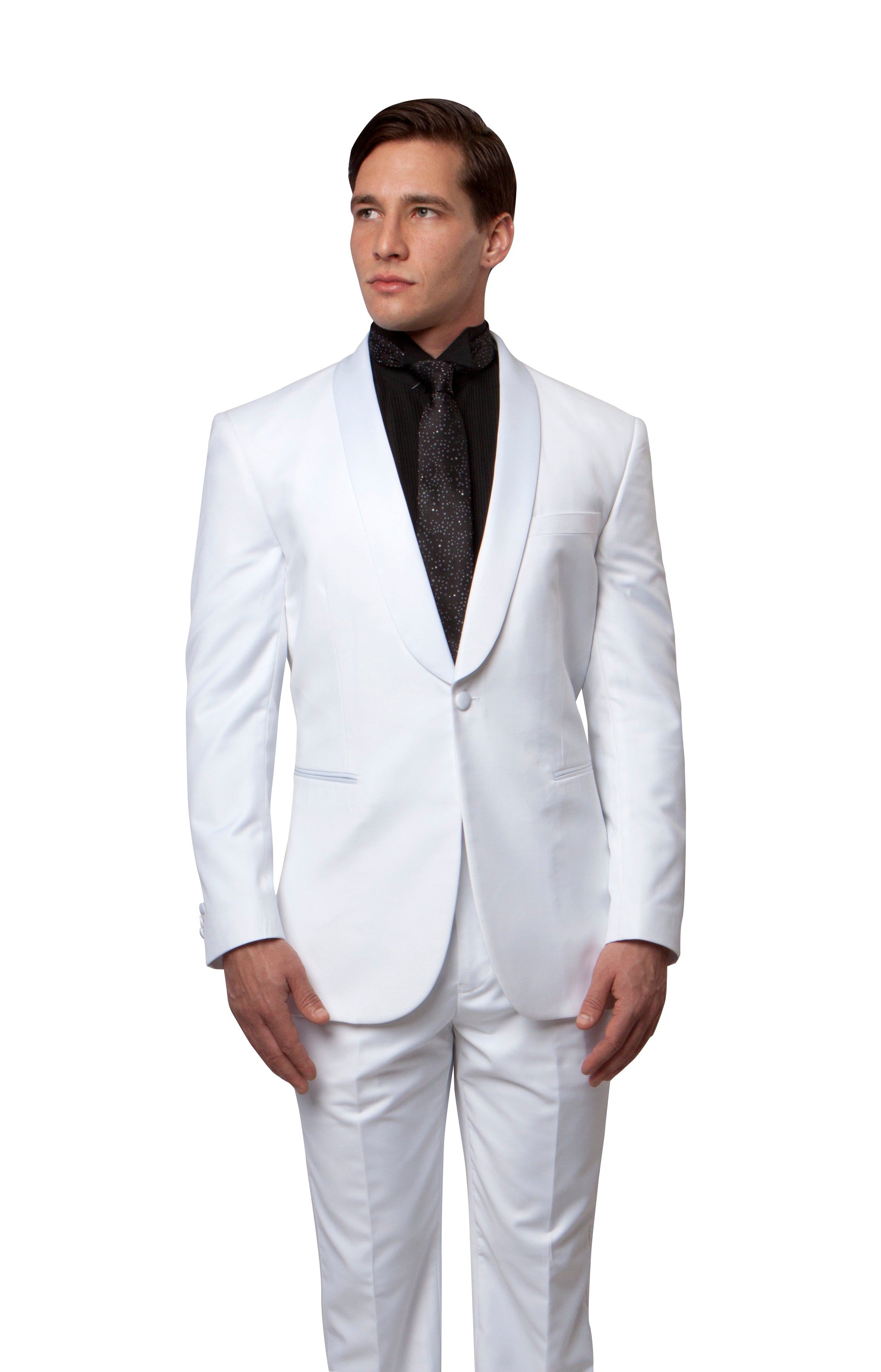 Satin Peak Lapel Tuxedo Solid Slim Fit Prom Tuxedos For Men