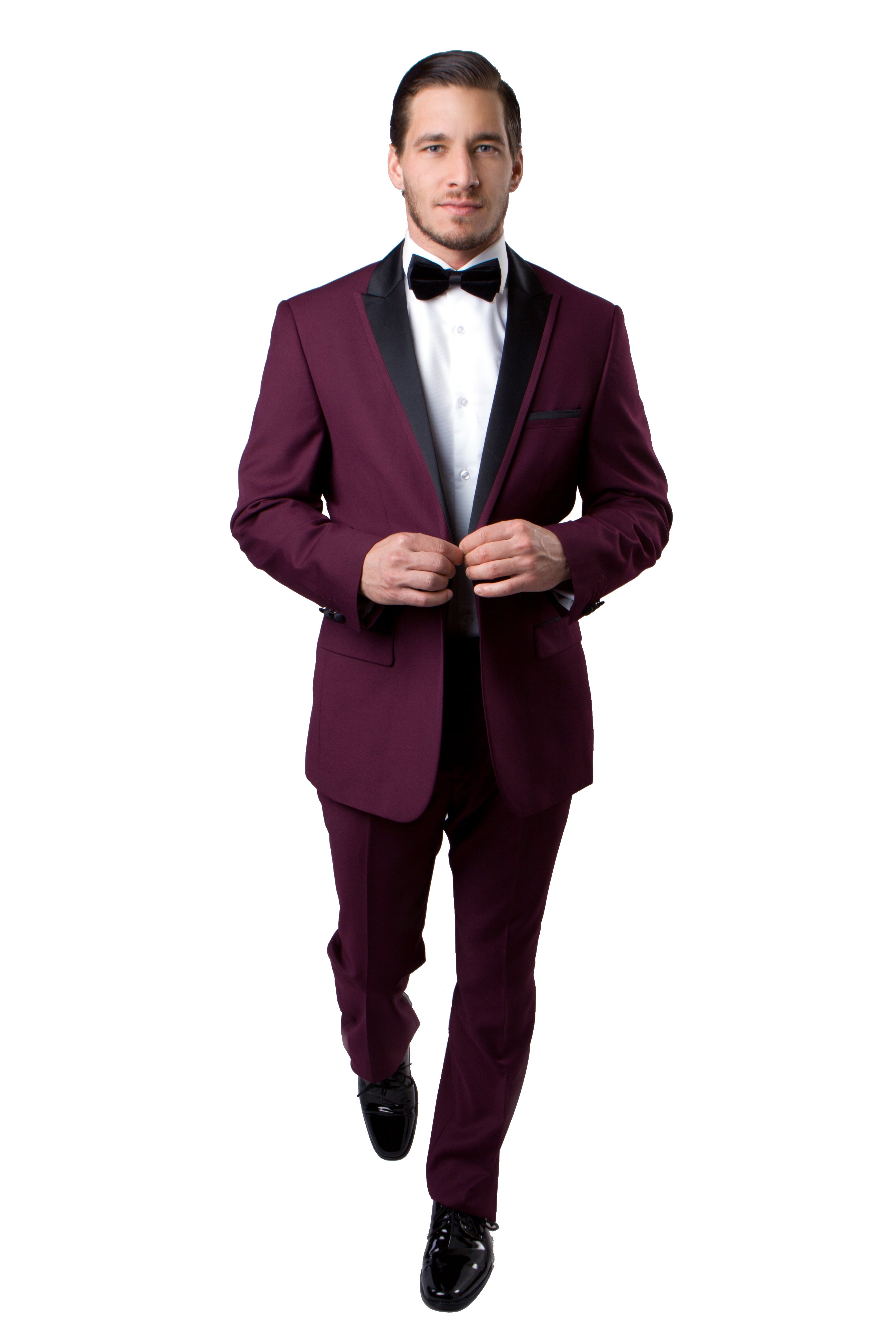 Satin Peak Lapel With Trim Tuxedo Solid Slim Fit Prom Tuxedos For Men