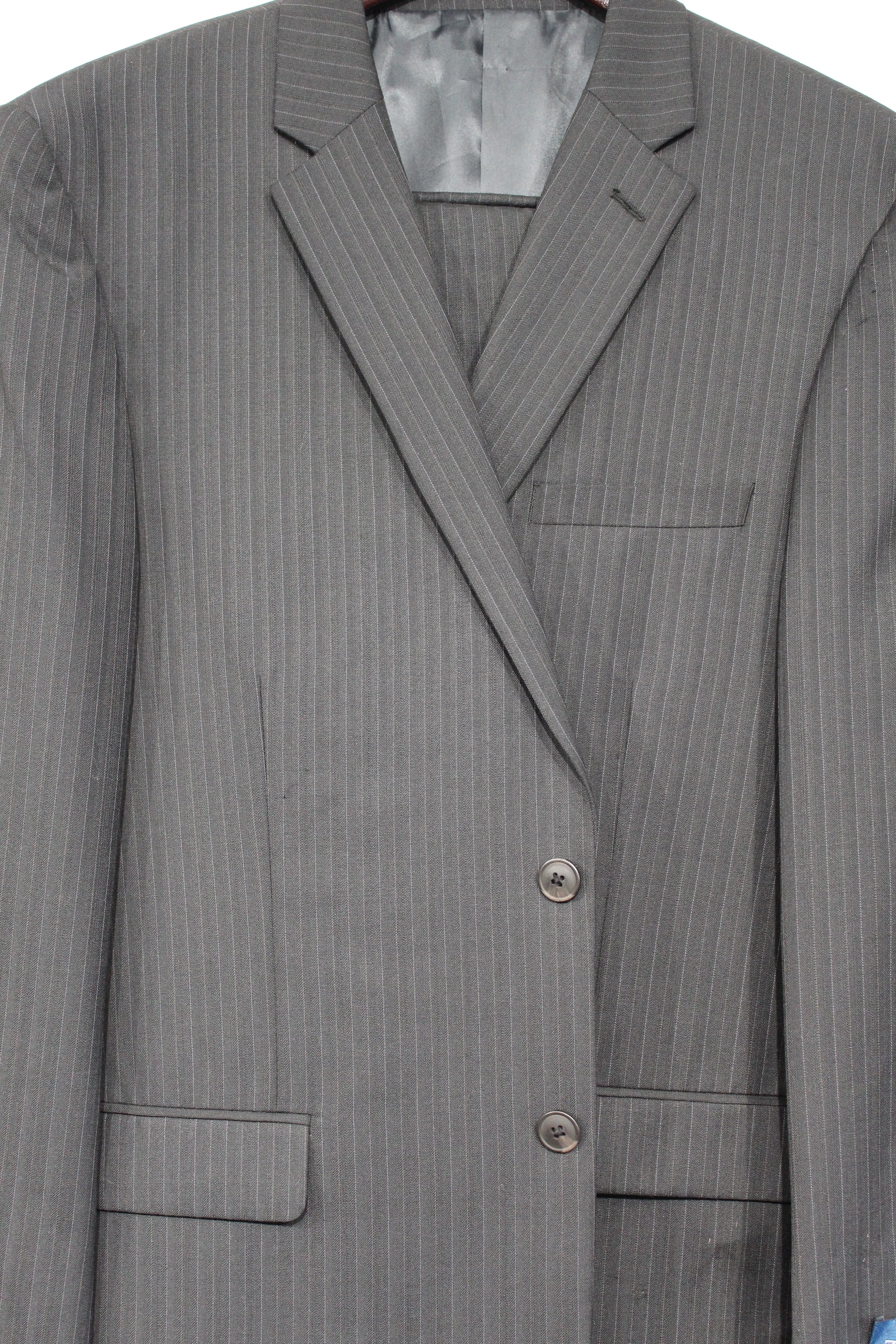 Grey Pinstripe Suit For Men Wool Suits For All Ocassions MW110