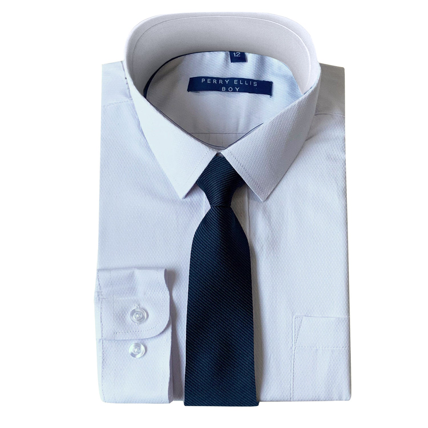 Perry Ellis Boys Dress Shirts w Indigo Tie Solid Shirts w Colored Tie