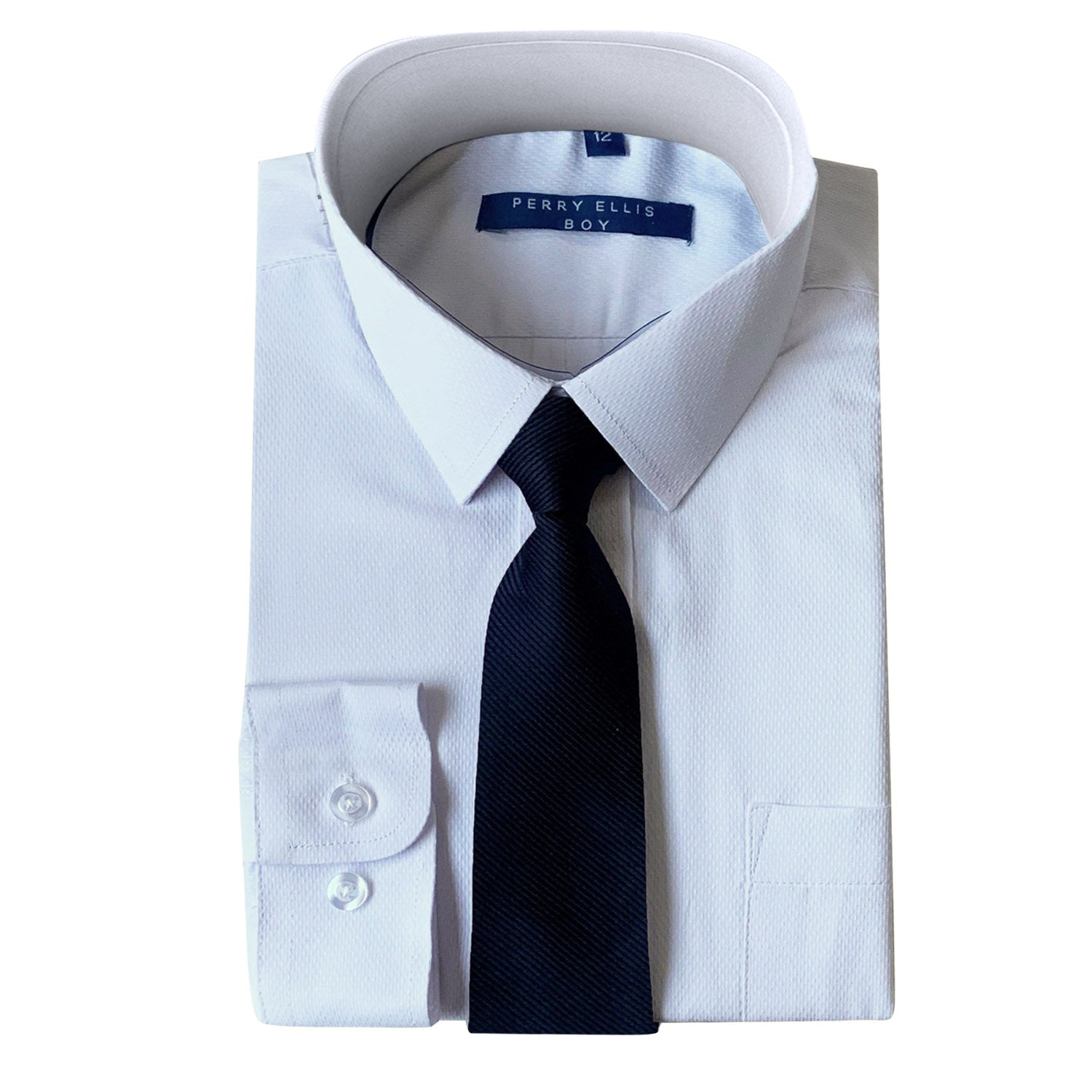 Perry Ellis Boys Dress Shirts w Navy Tie Solid Shirts w Colored Tie