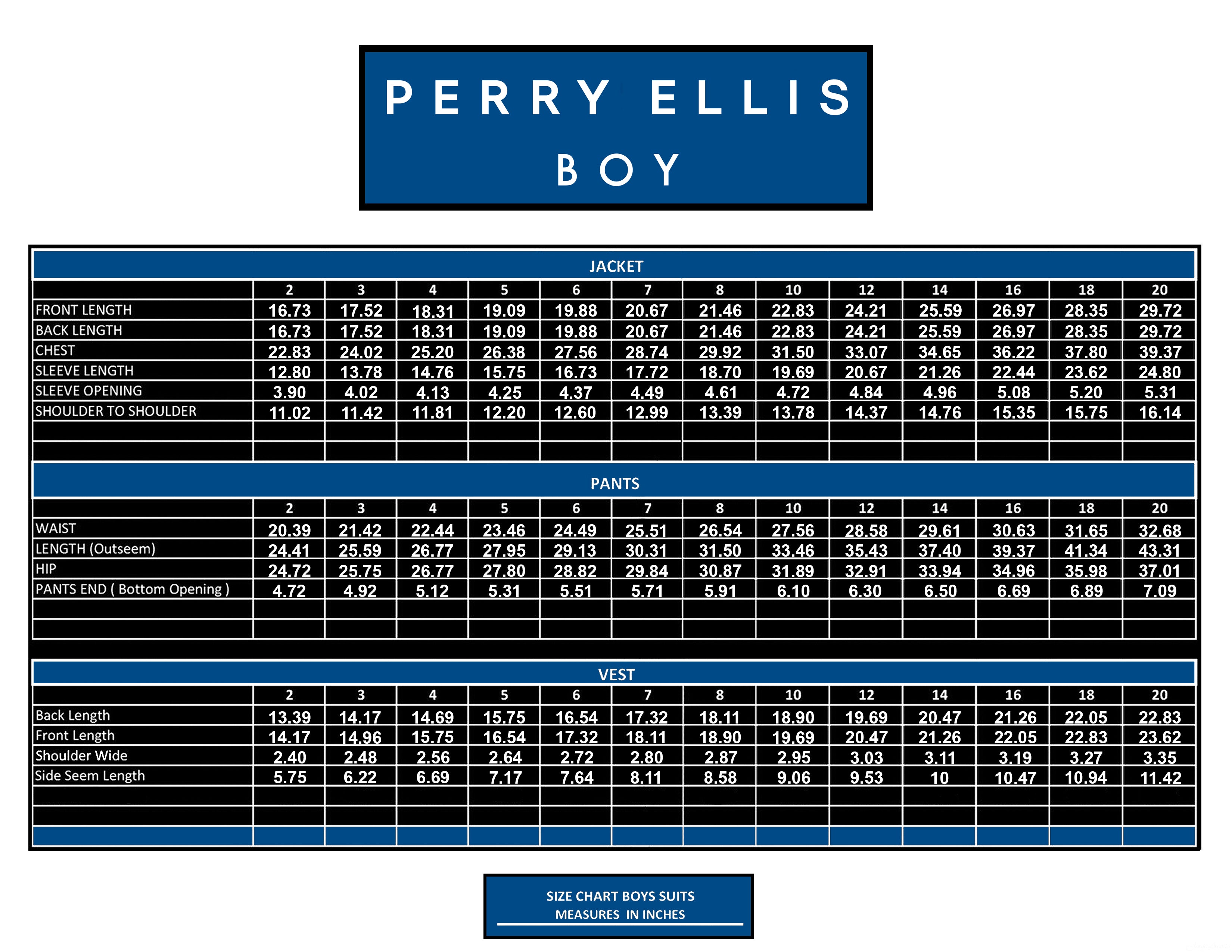 Jet Black 3 Piece Perry Ellis Suits For Boys PB408-01