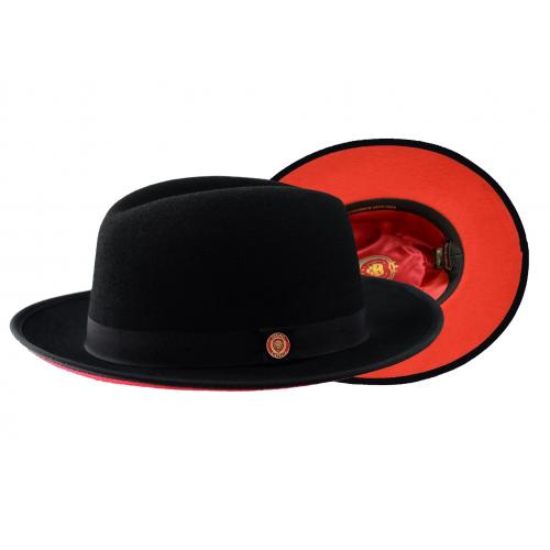 Bruno Capelo Black / Red Bottom Australian Wool Fedora Dress Hat PR-300